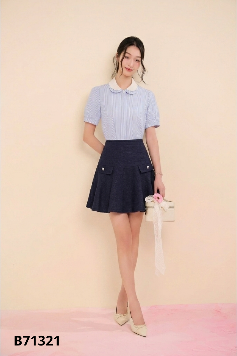 Chân váy ARA Store dạ tweed xanh