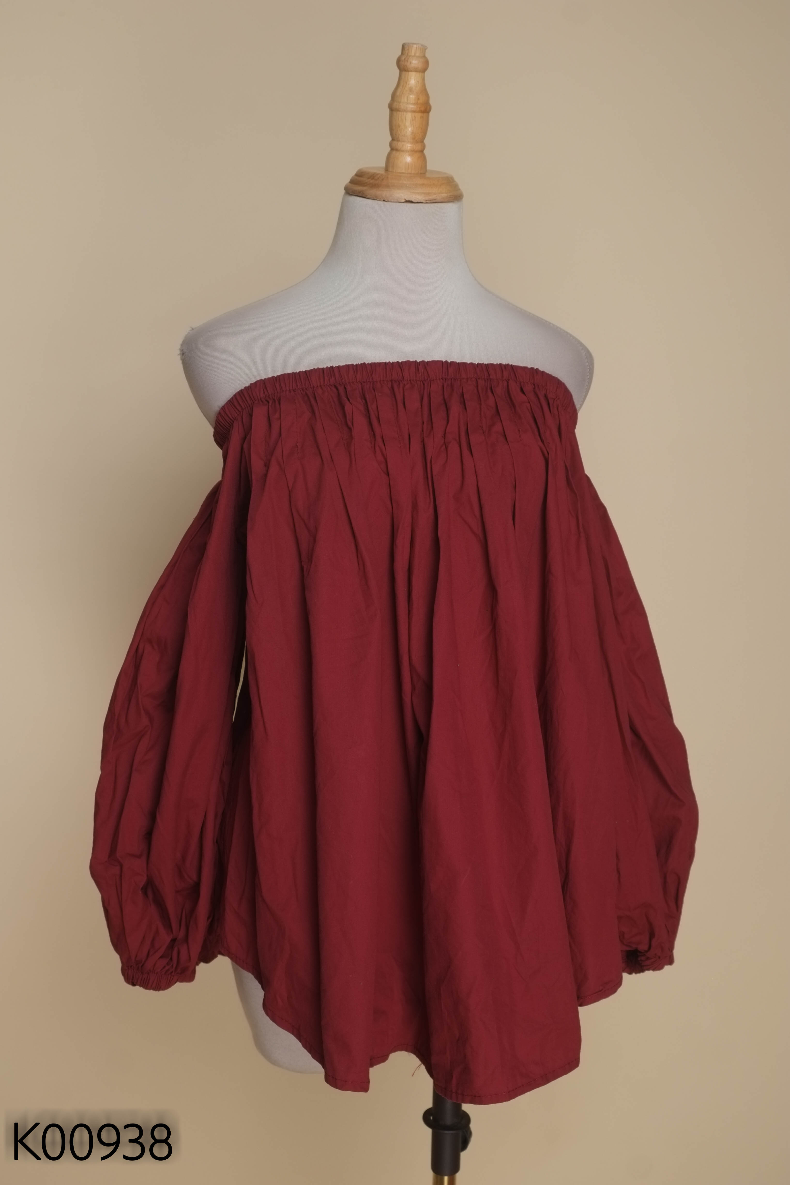 Áo babydoll đỏ trễ vai ANXING