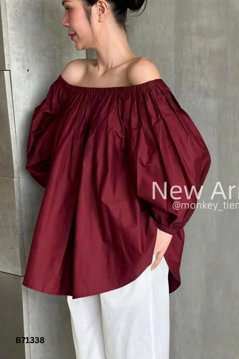 Áo babydoll đỏ trễ vai ANXING