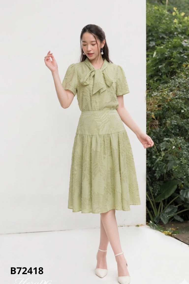 Set Áo xanh PAMT STUDIO buộc nơ + chân váy