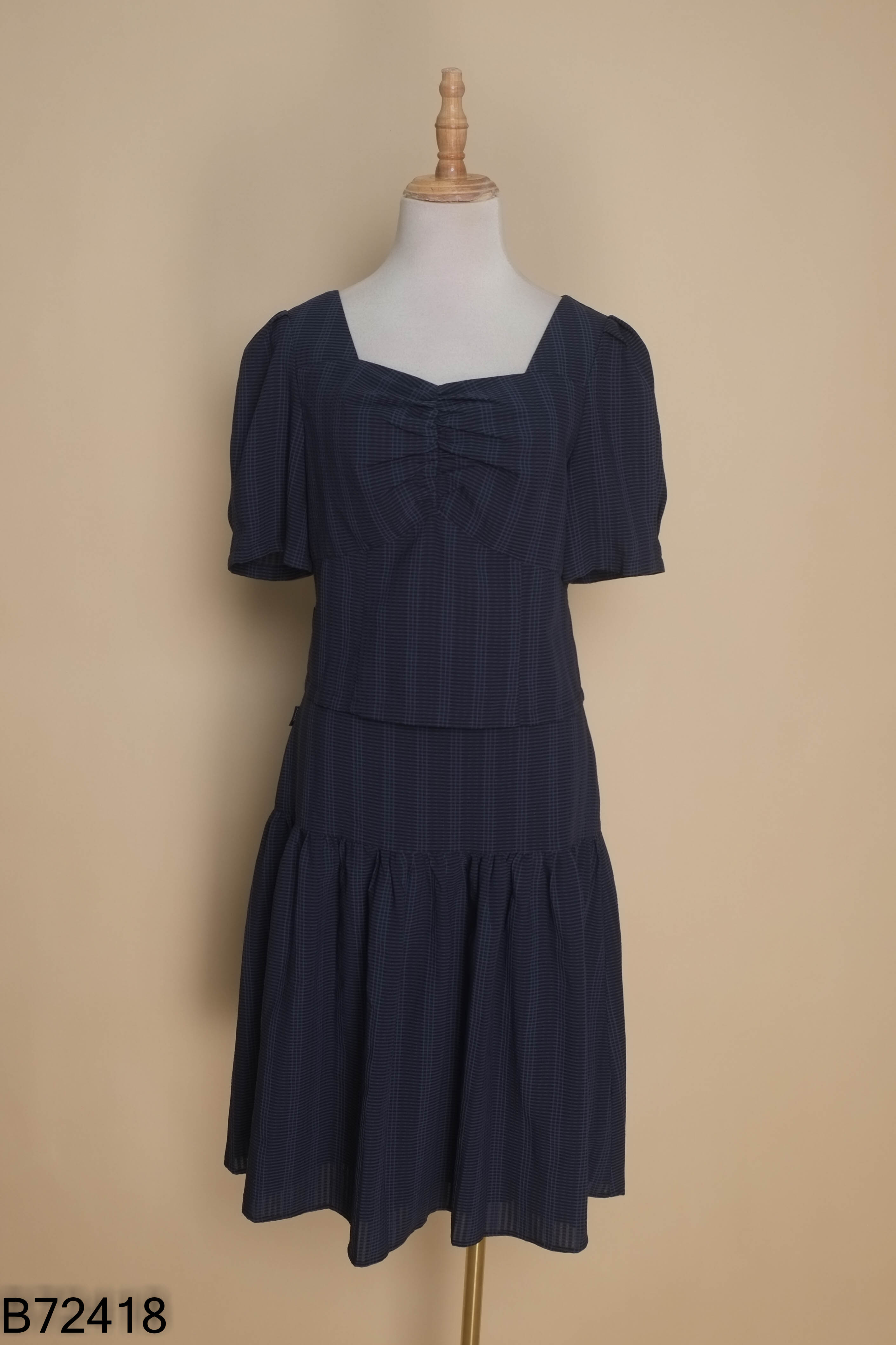 Set Áo xanh than FIONA dúm ngực + chân váy