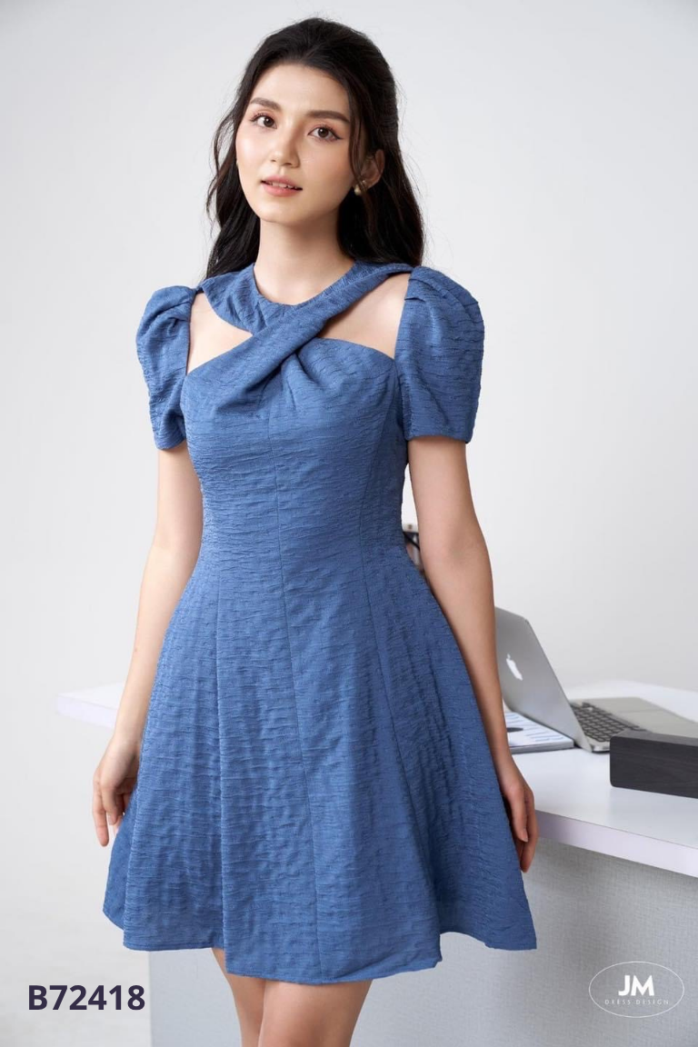 Váy xanh JM DESING xoắn ngực