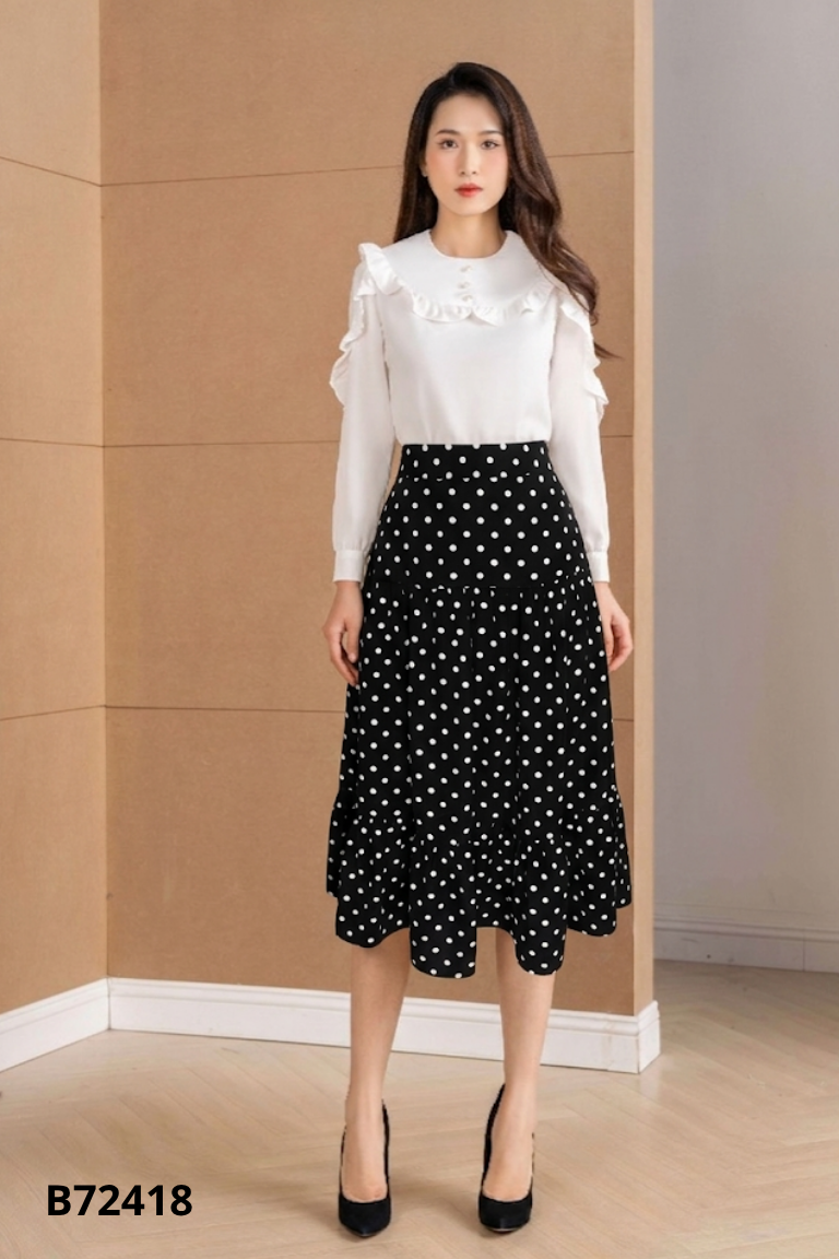 Chân váy YODY đen chấm bi