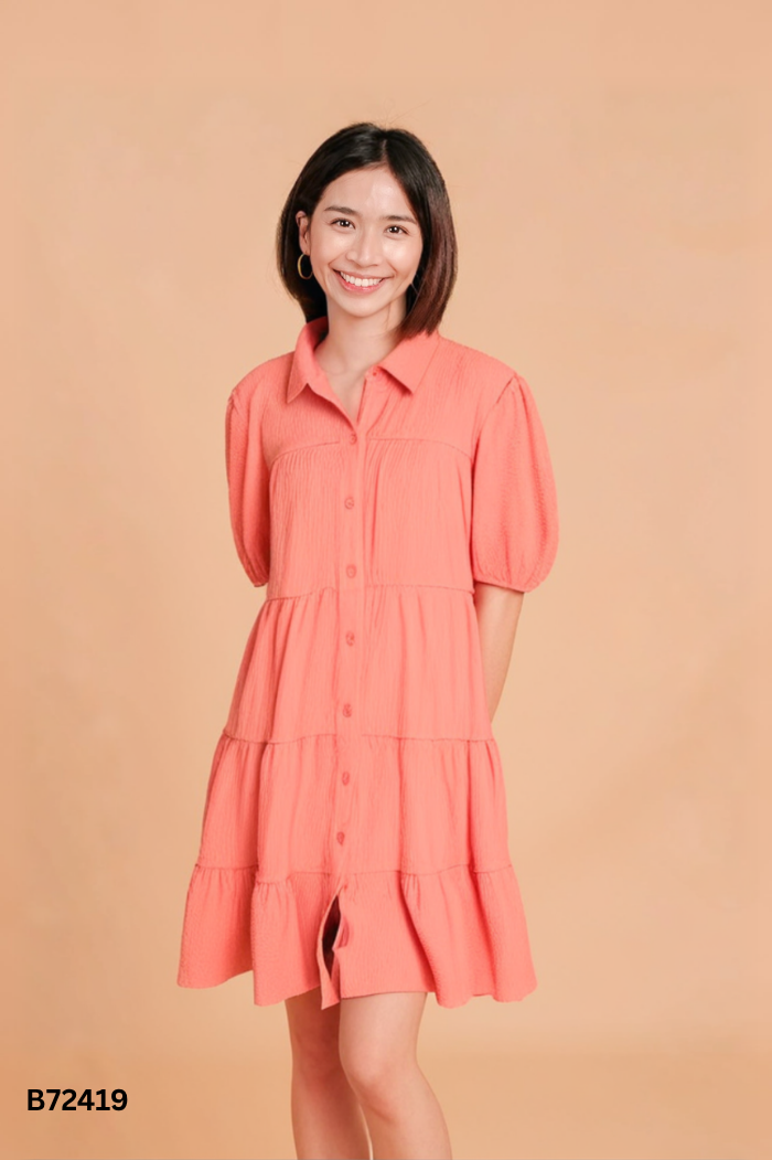Váy babydoll hồng nhăn