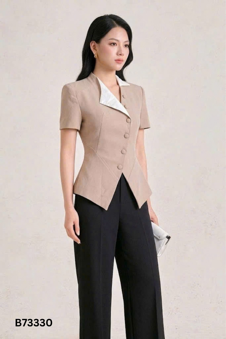 Áo ME DESIGN nâu viền be