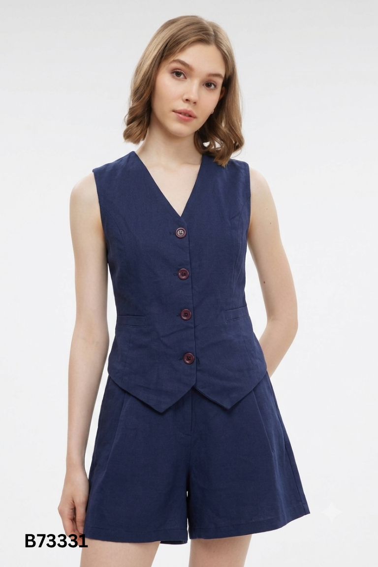Set áo gile xanh than + quần short