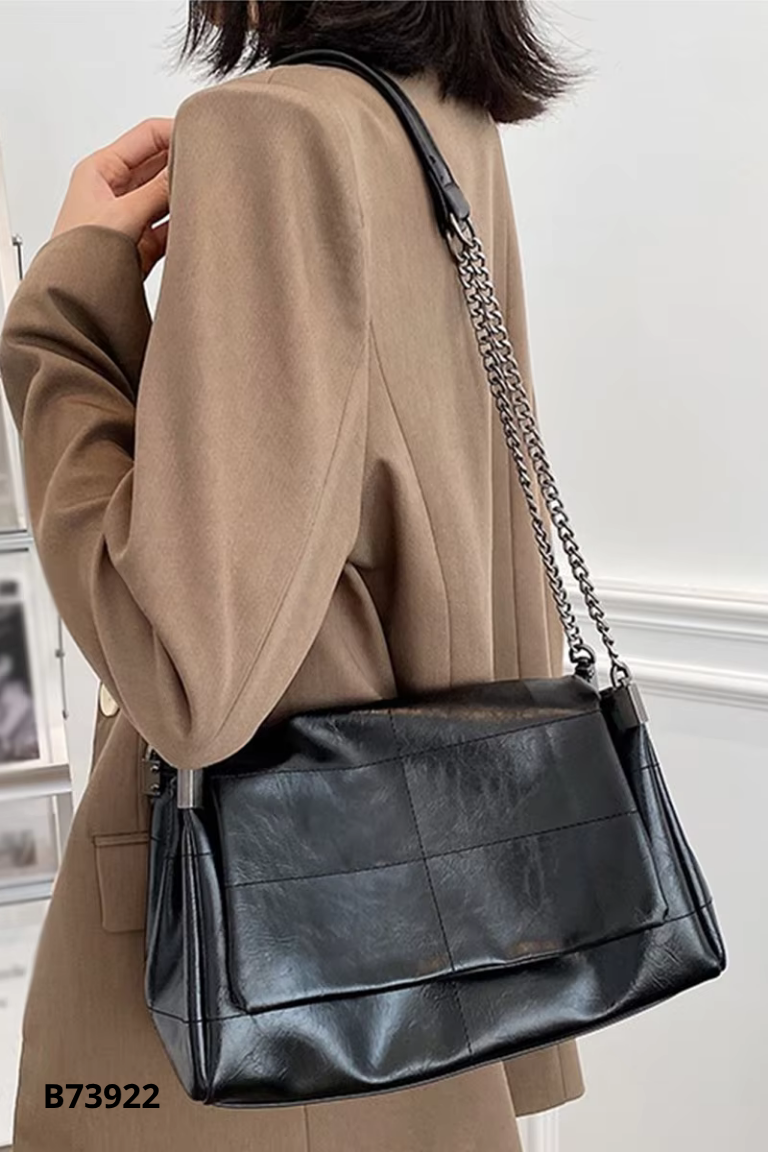 Túi xách da đen trơn ZARA (xuất)