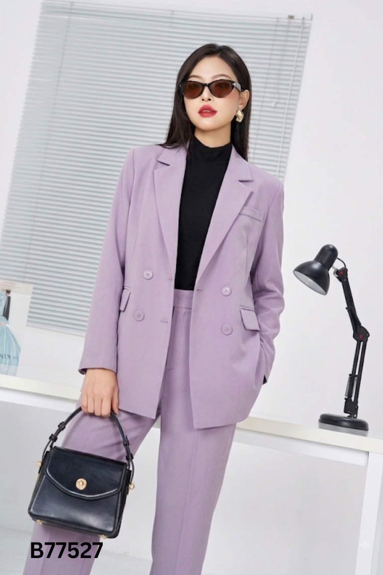 Set LINH GIANG DESIGN tím áo khoác vest + quần dài