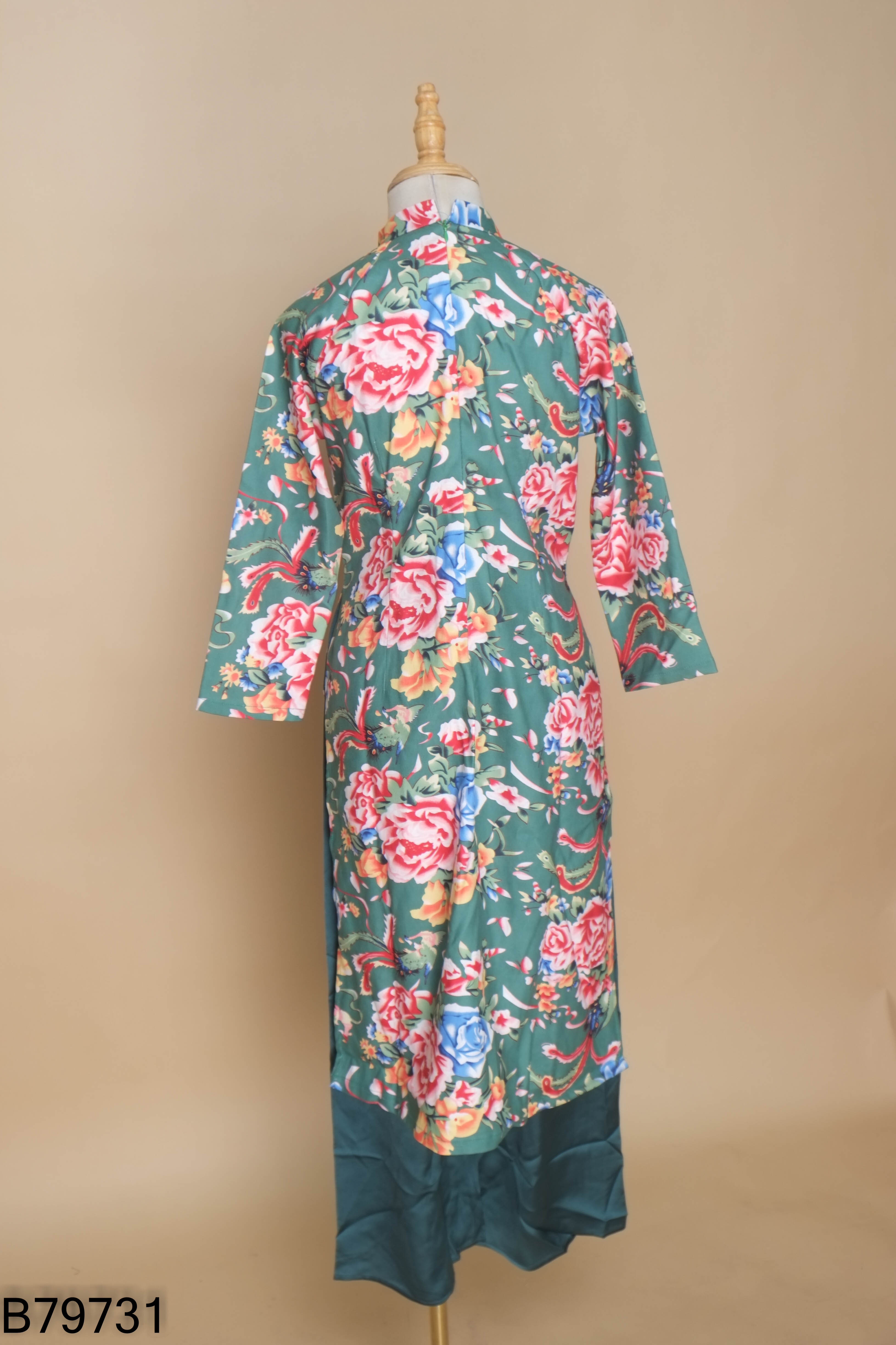 Set áo dài xanh hoa+quần