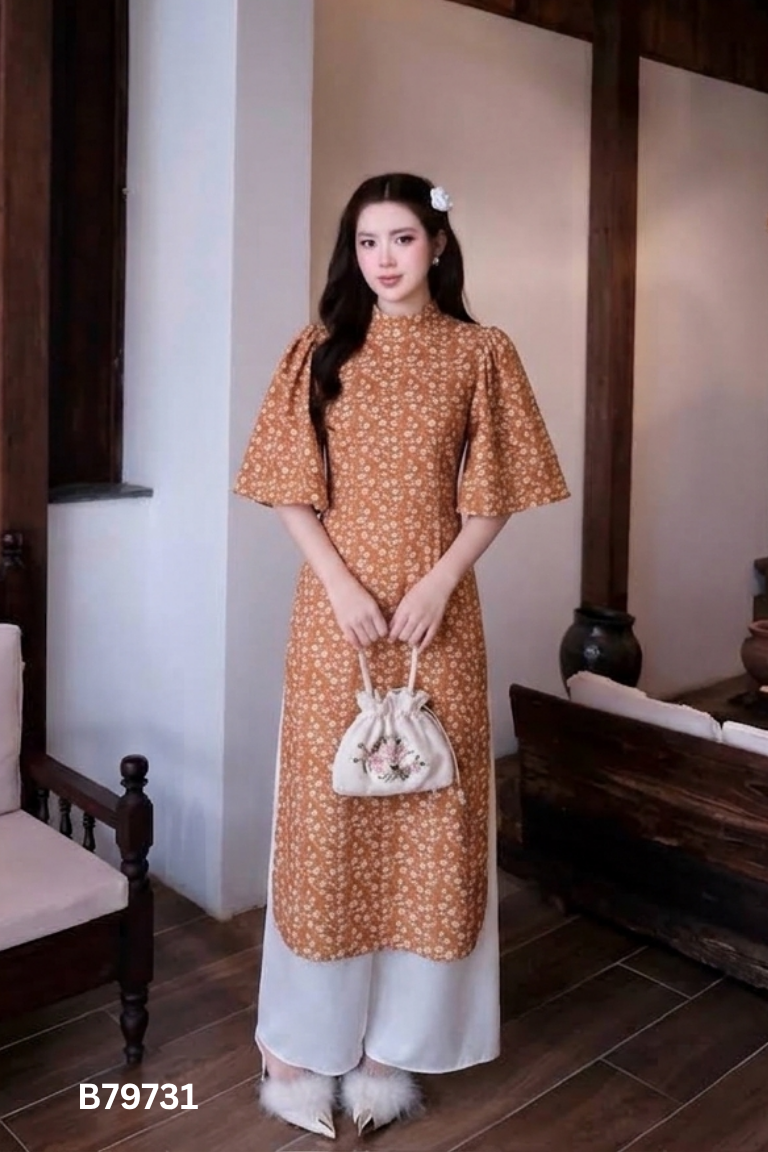 Set áo dài hoa vàng+quần