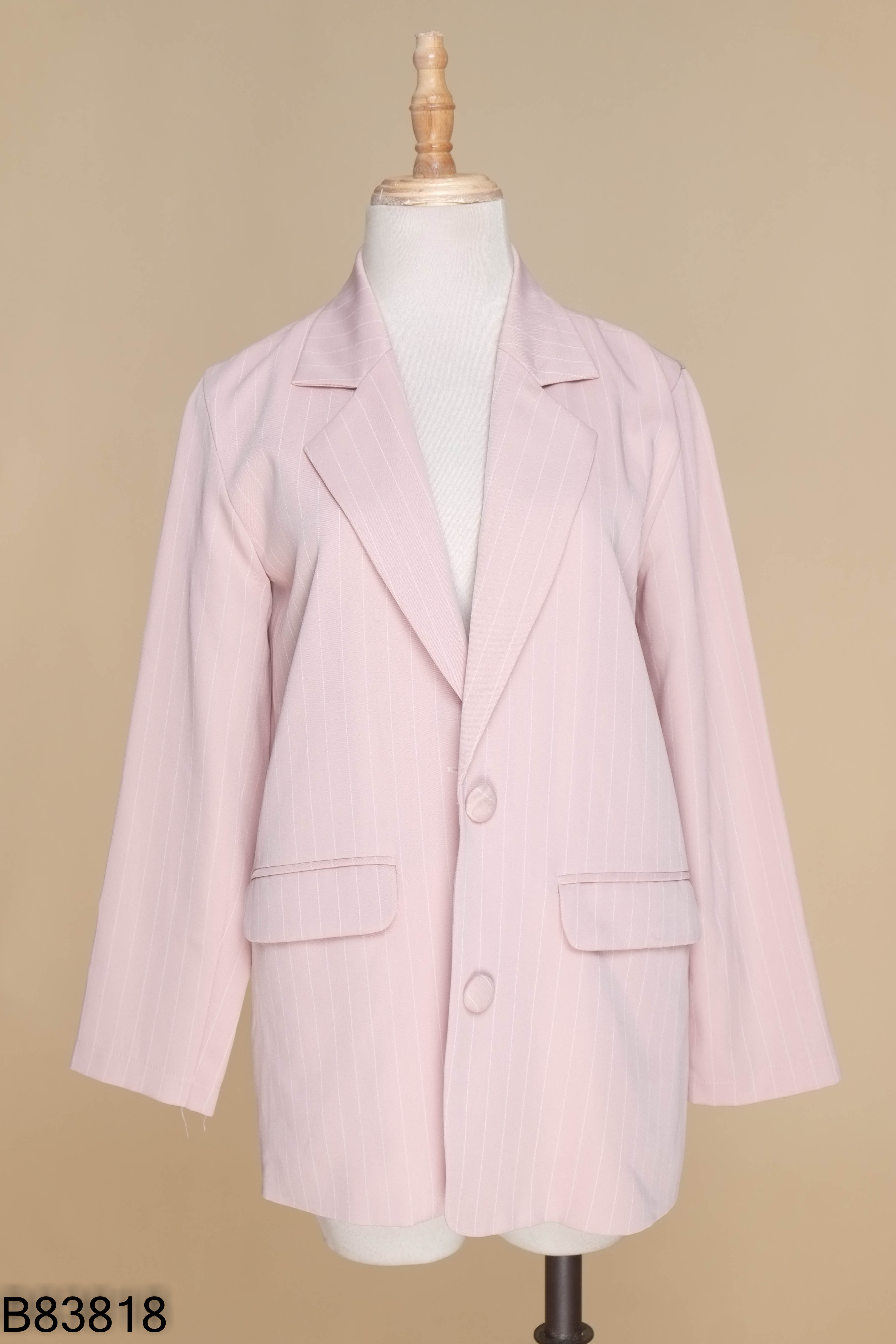 Áo khoác vest hồng kẻ