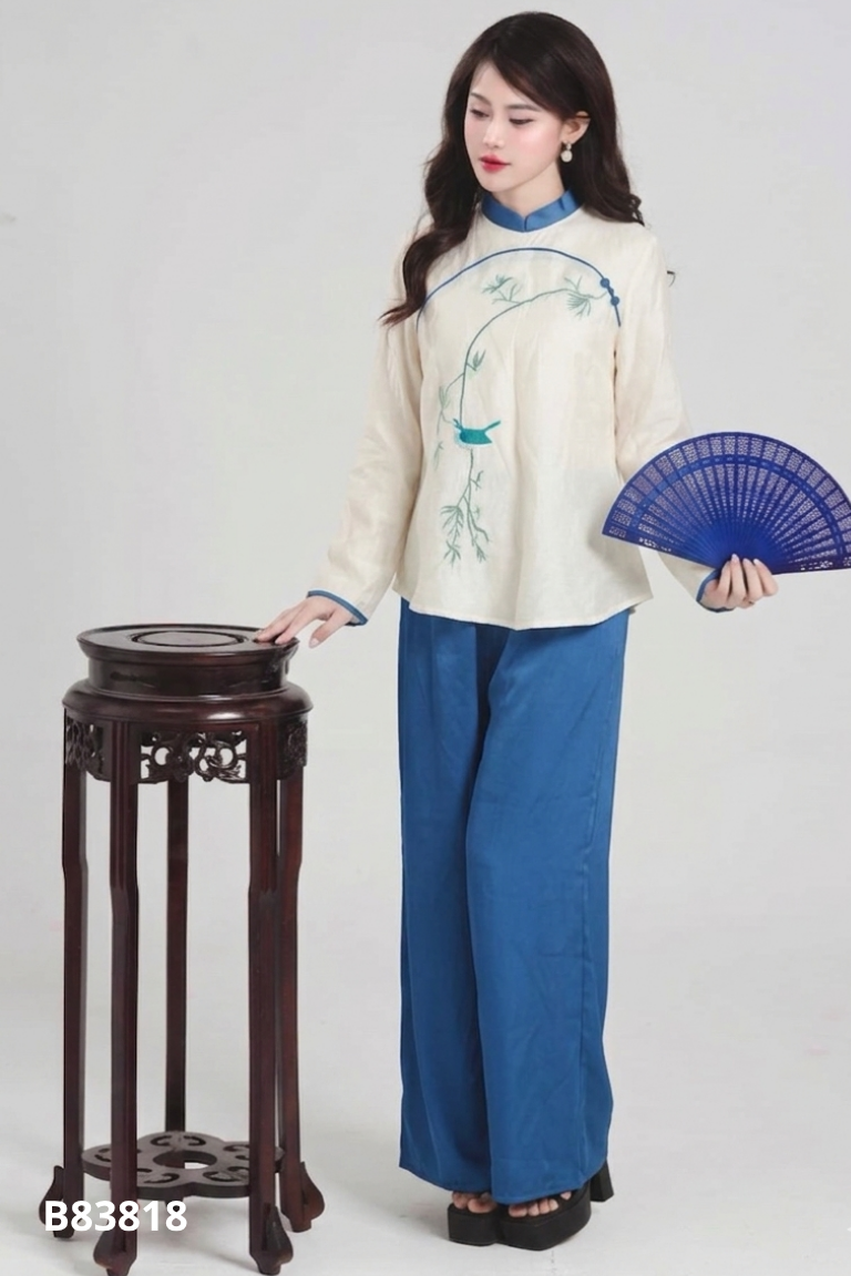 SET áo GIIAN kem cổ tàu+ quần