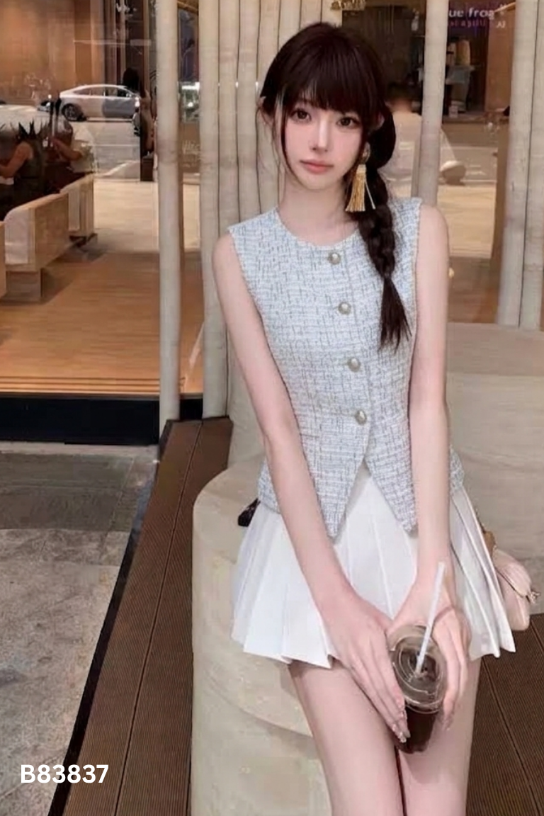 Áo vest xám họa tiết