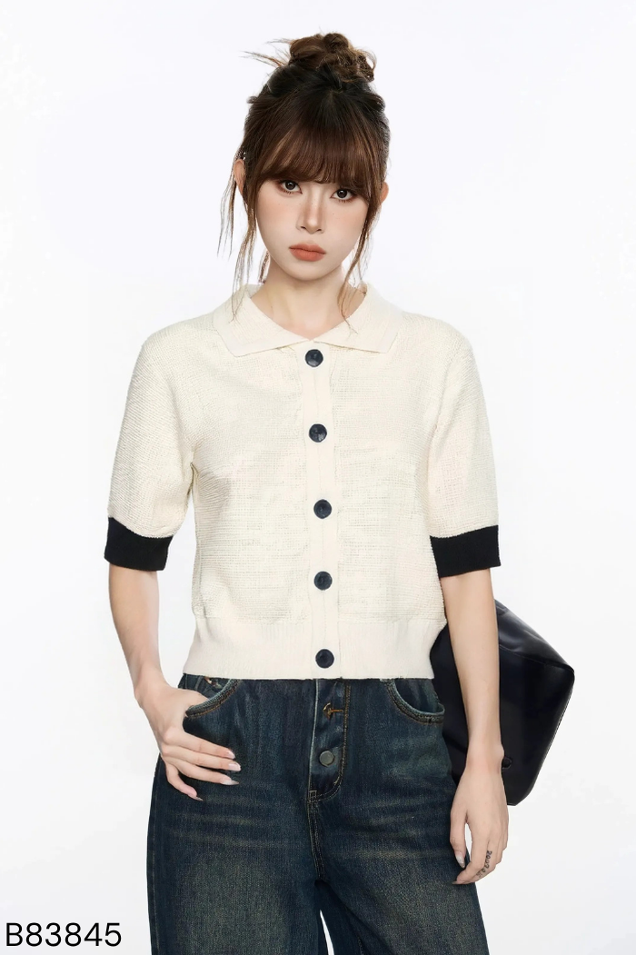 Áo len dệt kim be