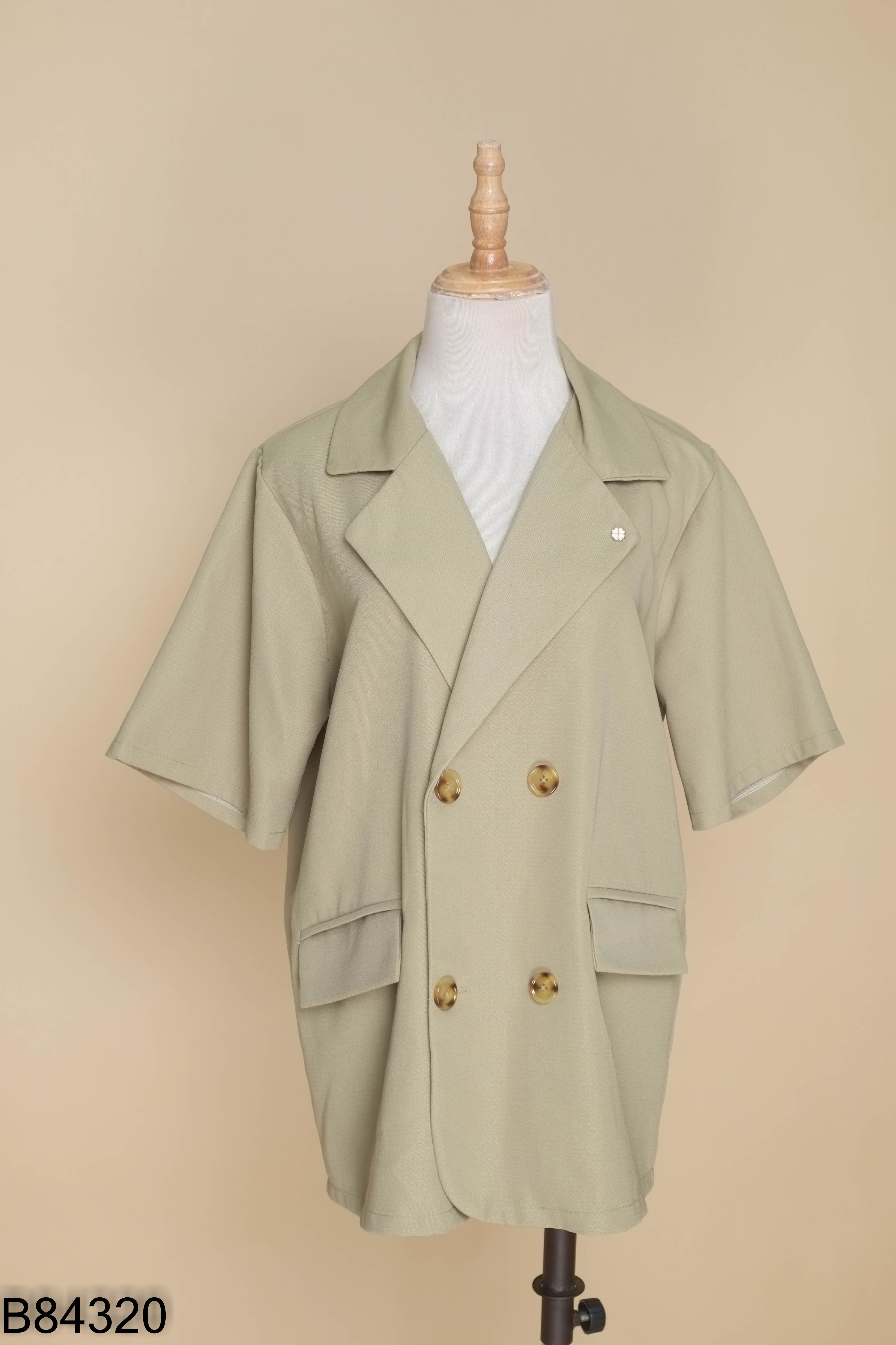 Áo khoác blazer xanh AN XING cộc tay