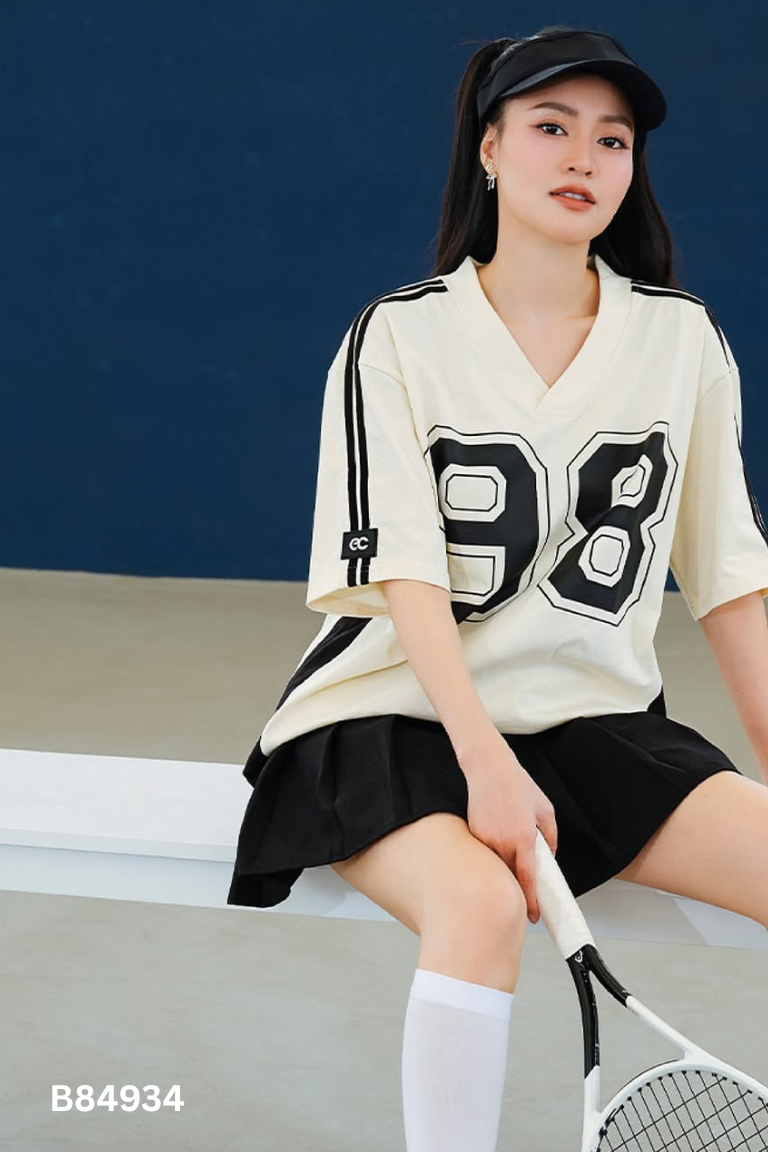 Áo thun be ECOCHIC cổ tim in hình