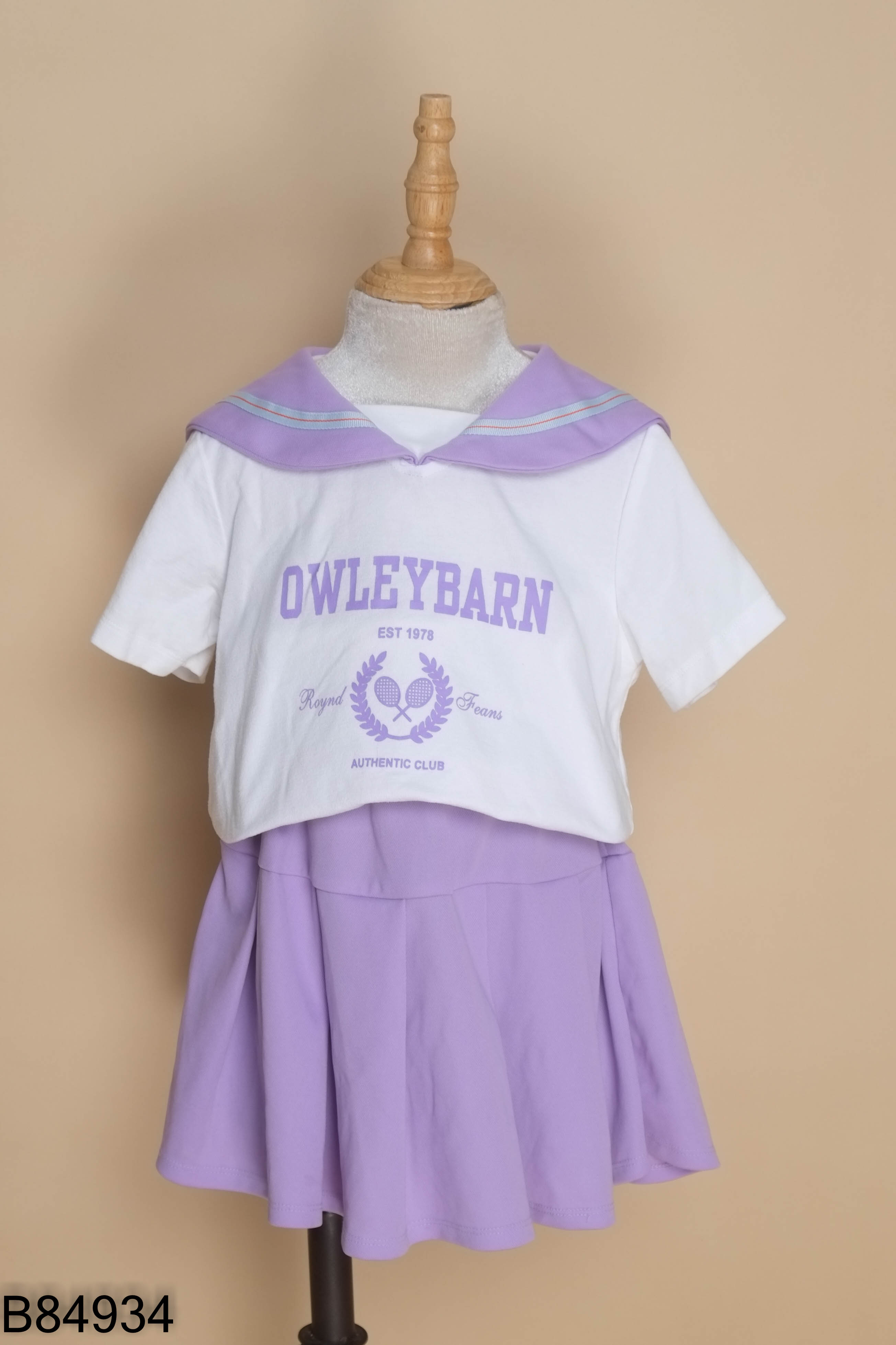 Set trắng phối cổ tím OWLEYBARN KIDS