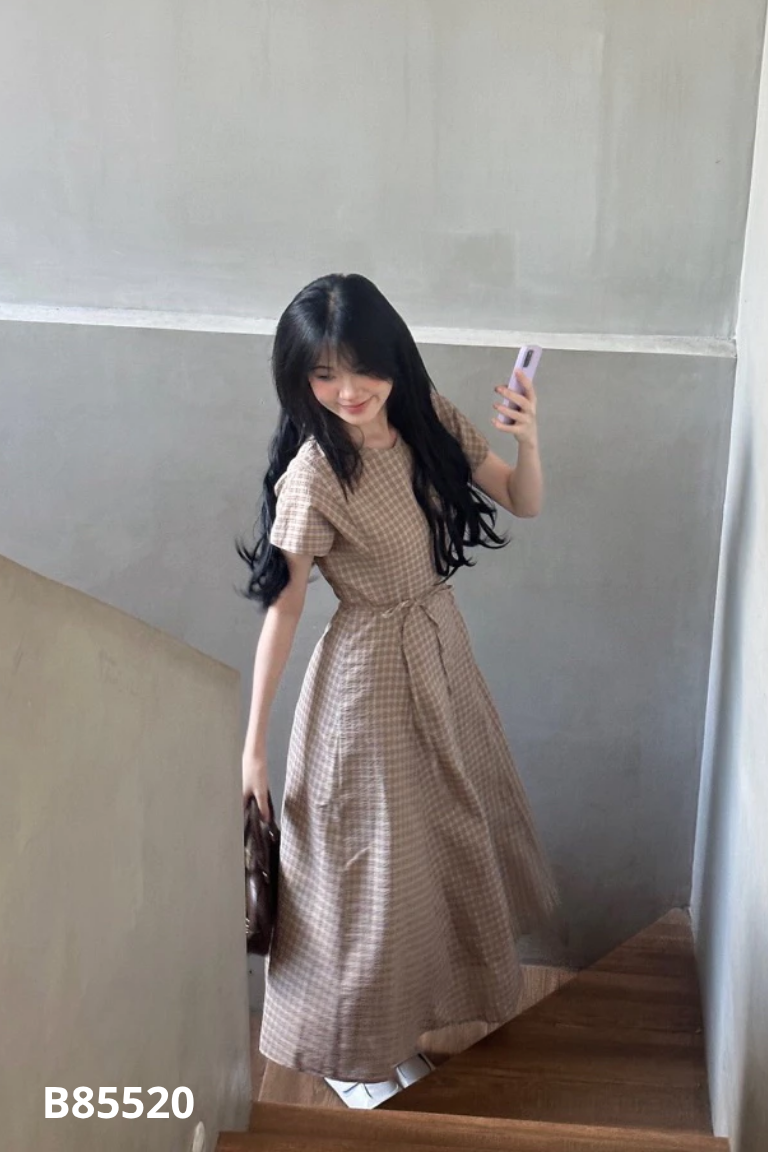 Váy nâu JULIE HOUSE kẻ caro