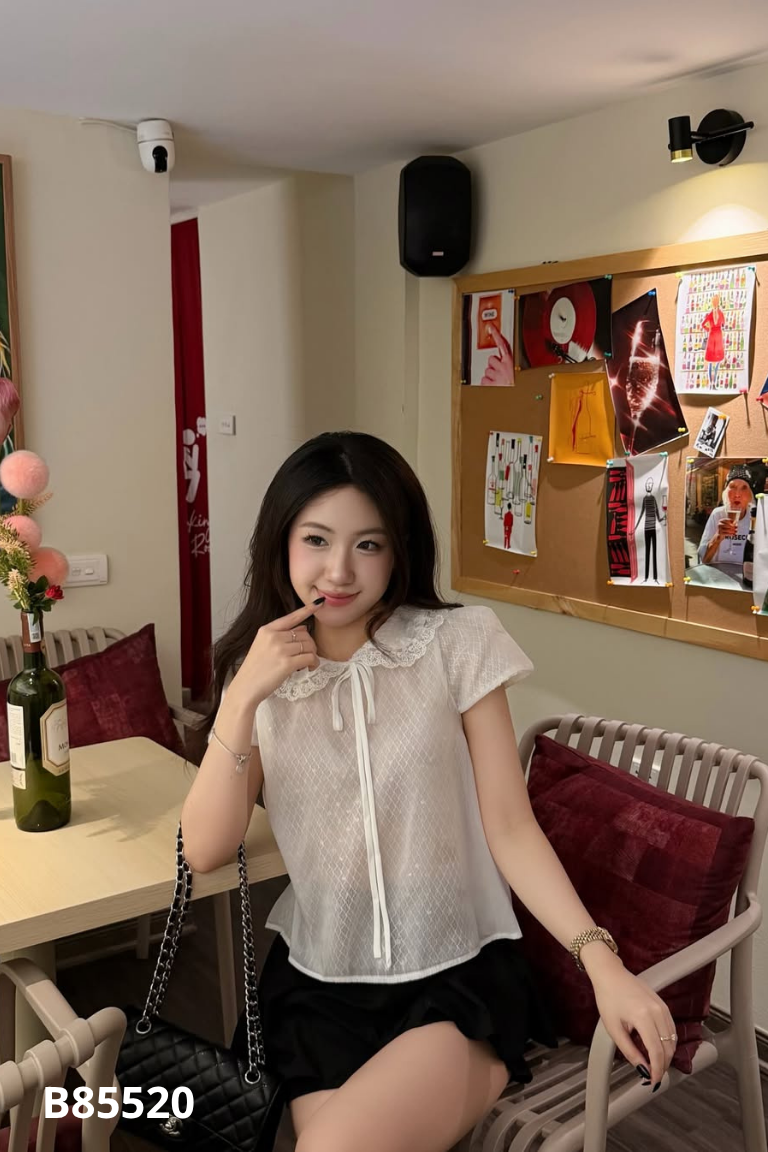 Áo trắng lưới JOELLA đính sequin
