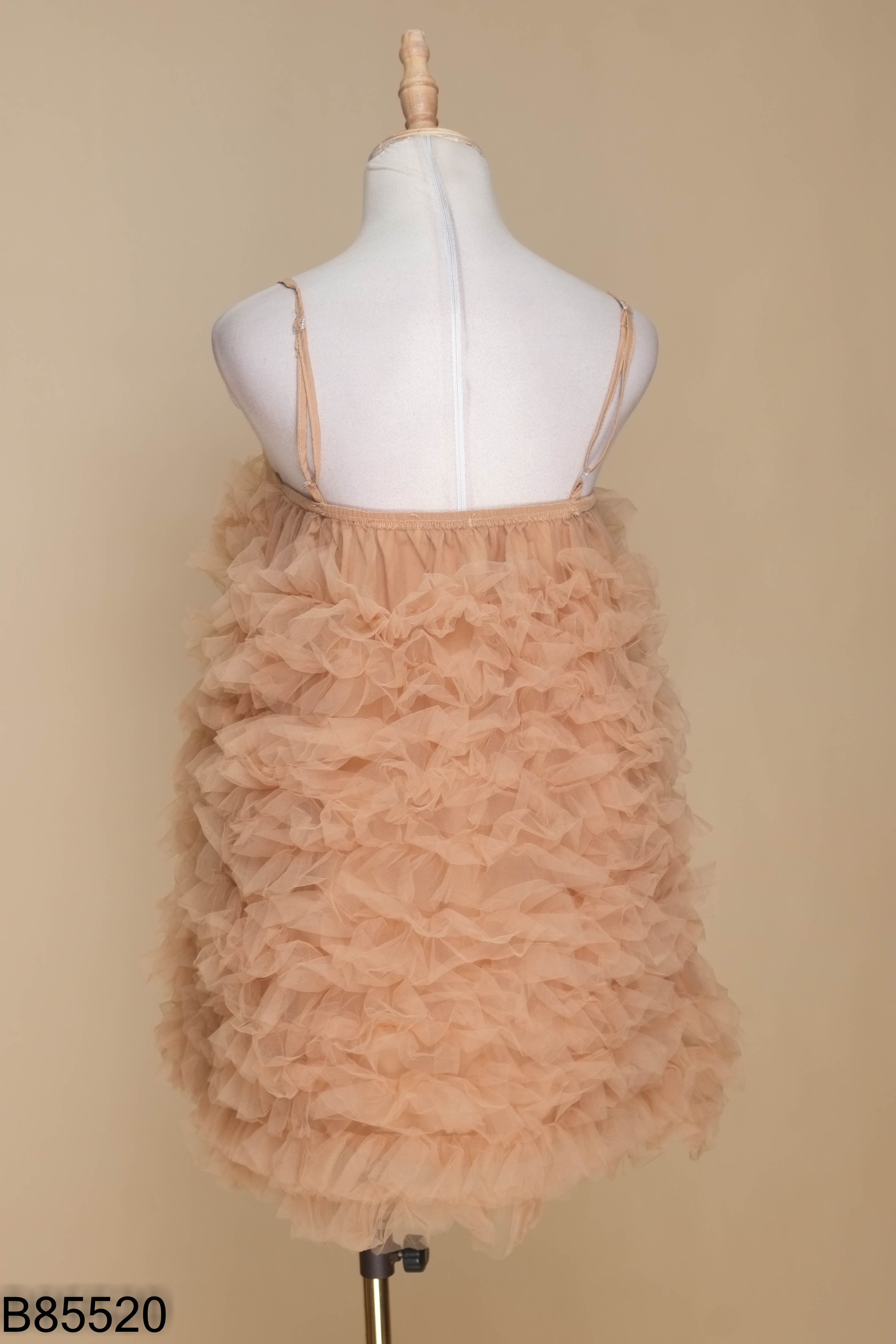 Áo babydoll nâu hai dây phối lưới