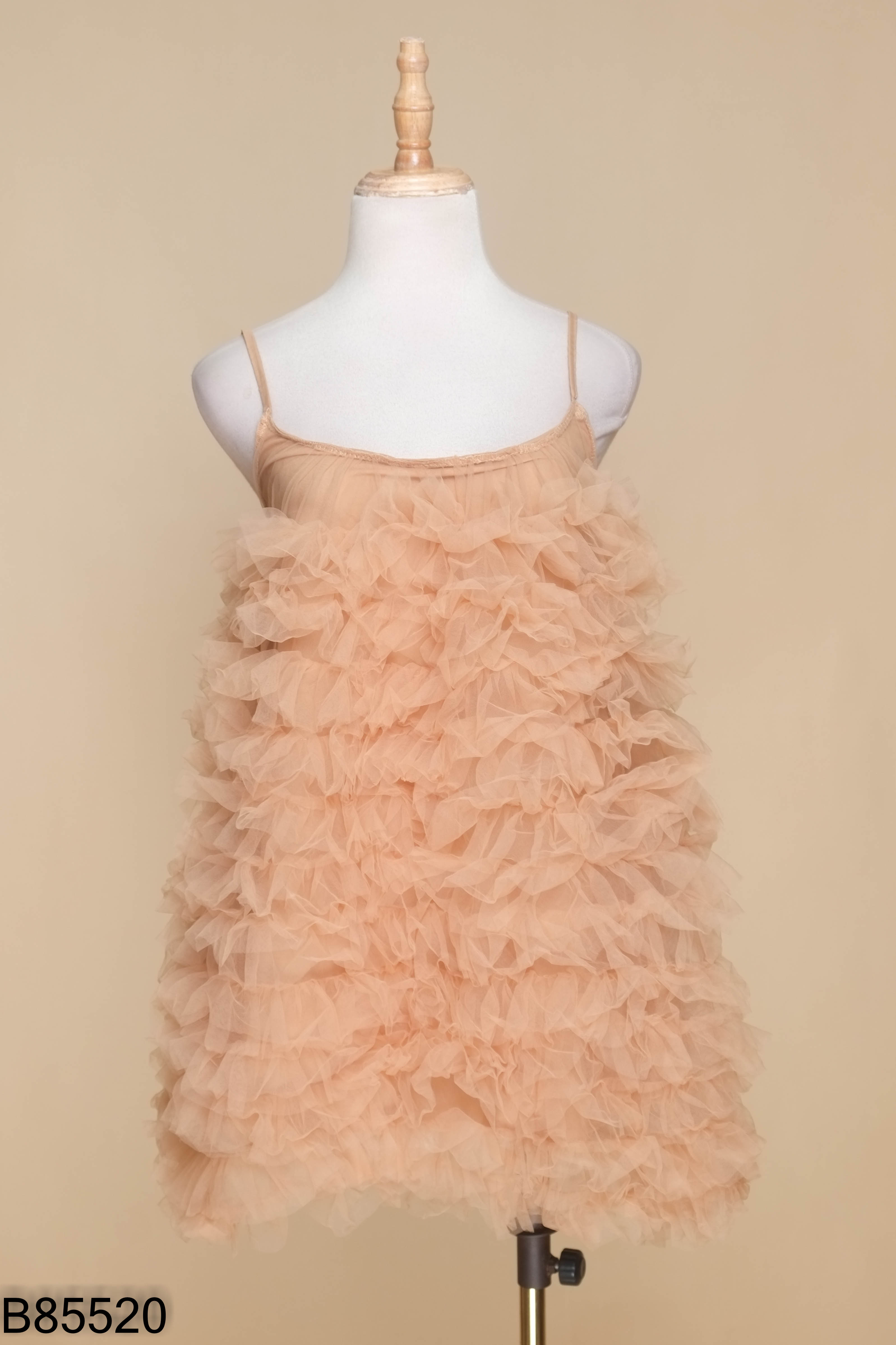 Áo babydoll nâu hai dây phối lưới