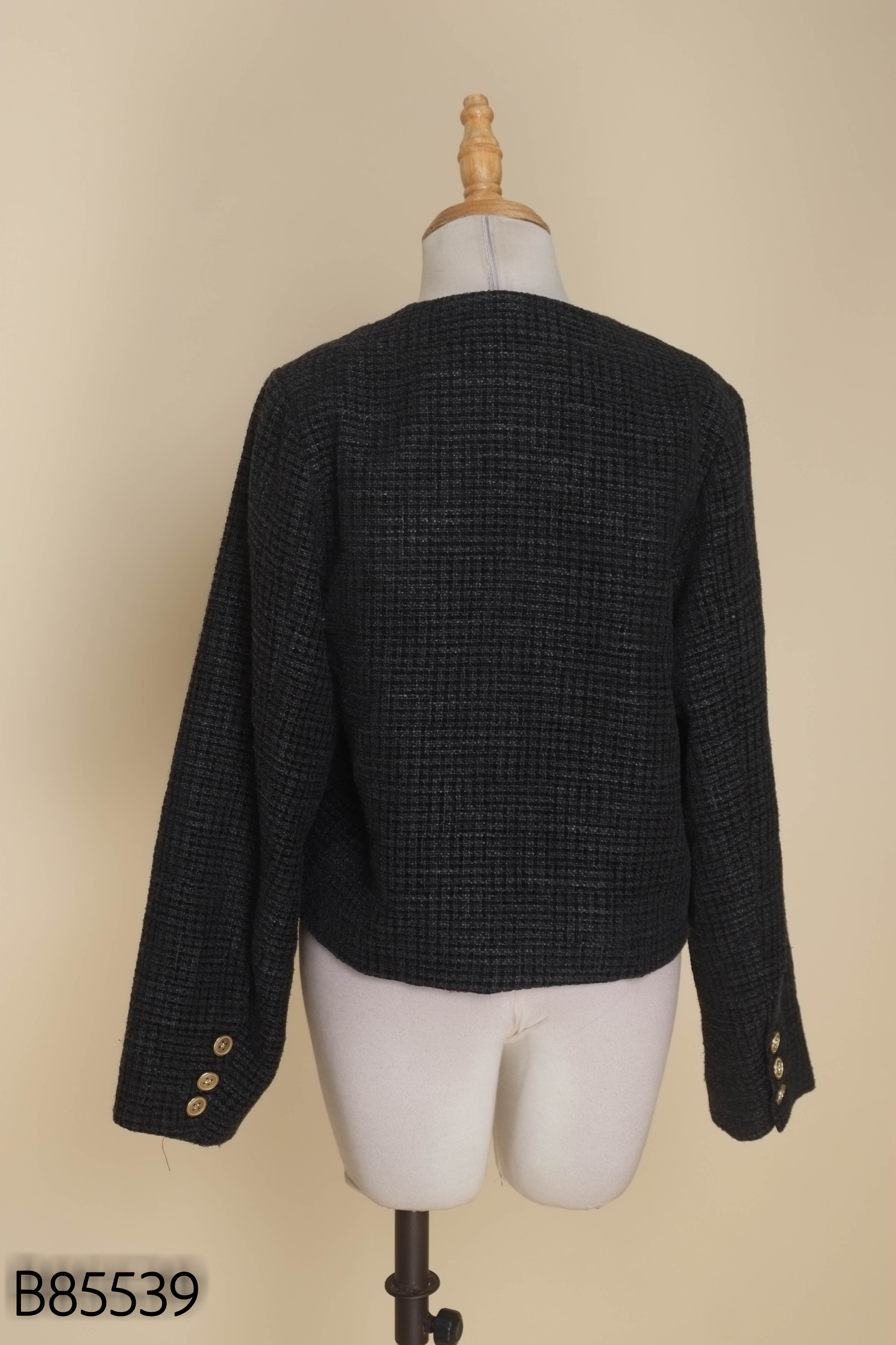 Áo dạ tweed đen họa tiết