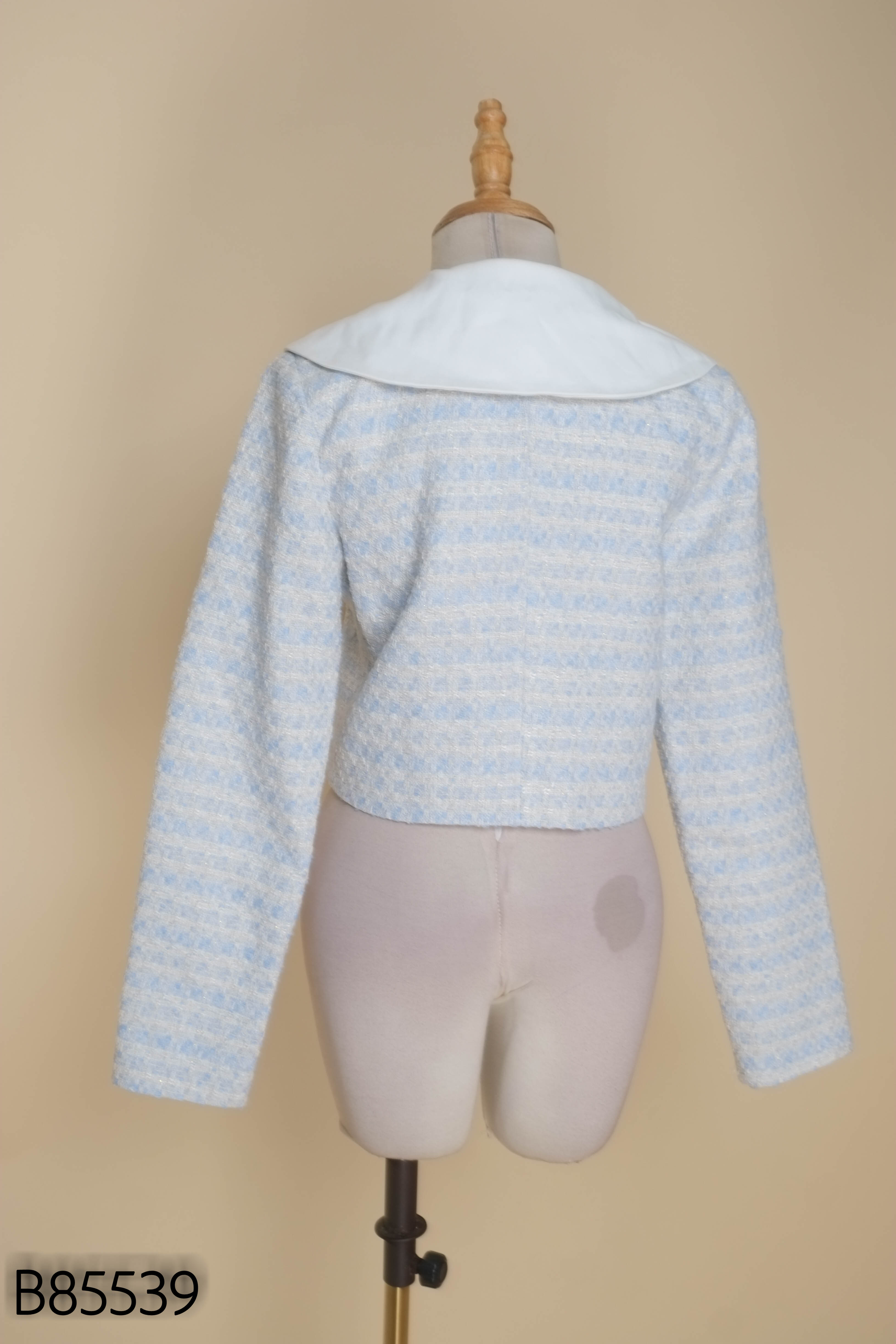 Áo dạ tweed xanh DORI cổ bèo