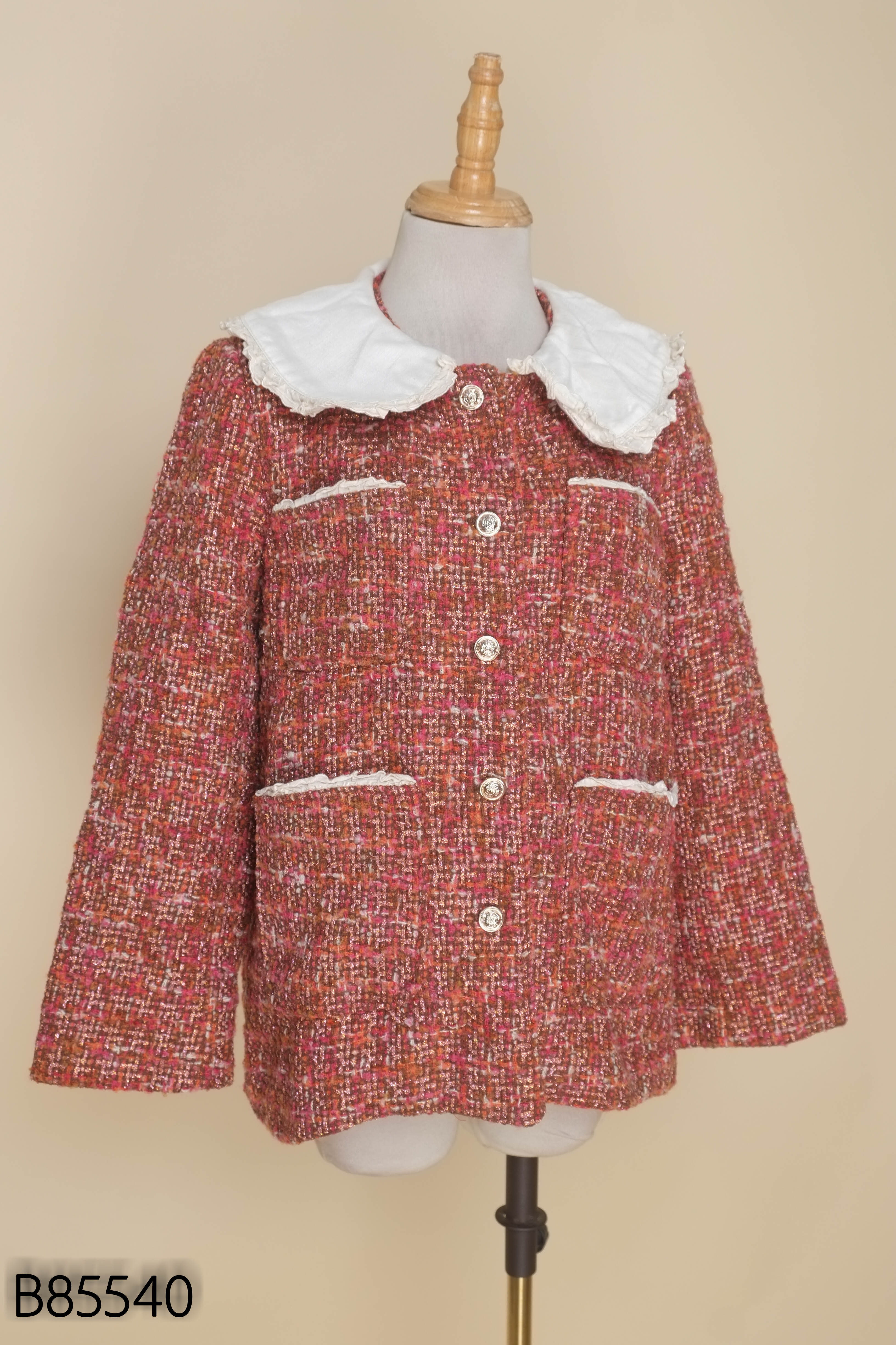 Áo dạ hồng MIUMIU cổ bèo