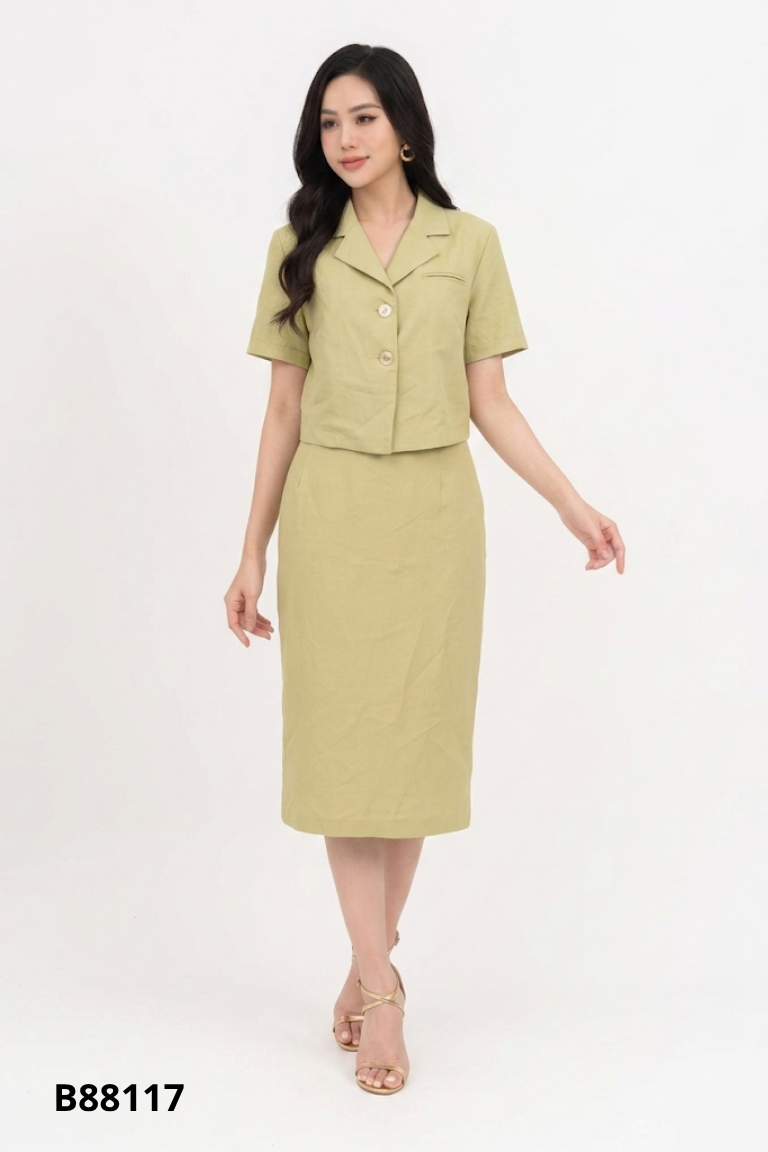 Set SALOM xanh áo kiểu + chân váy
