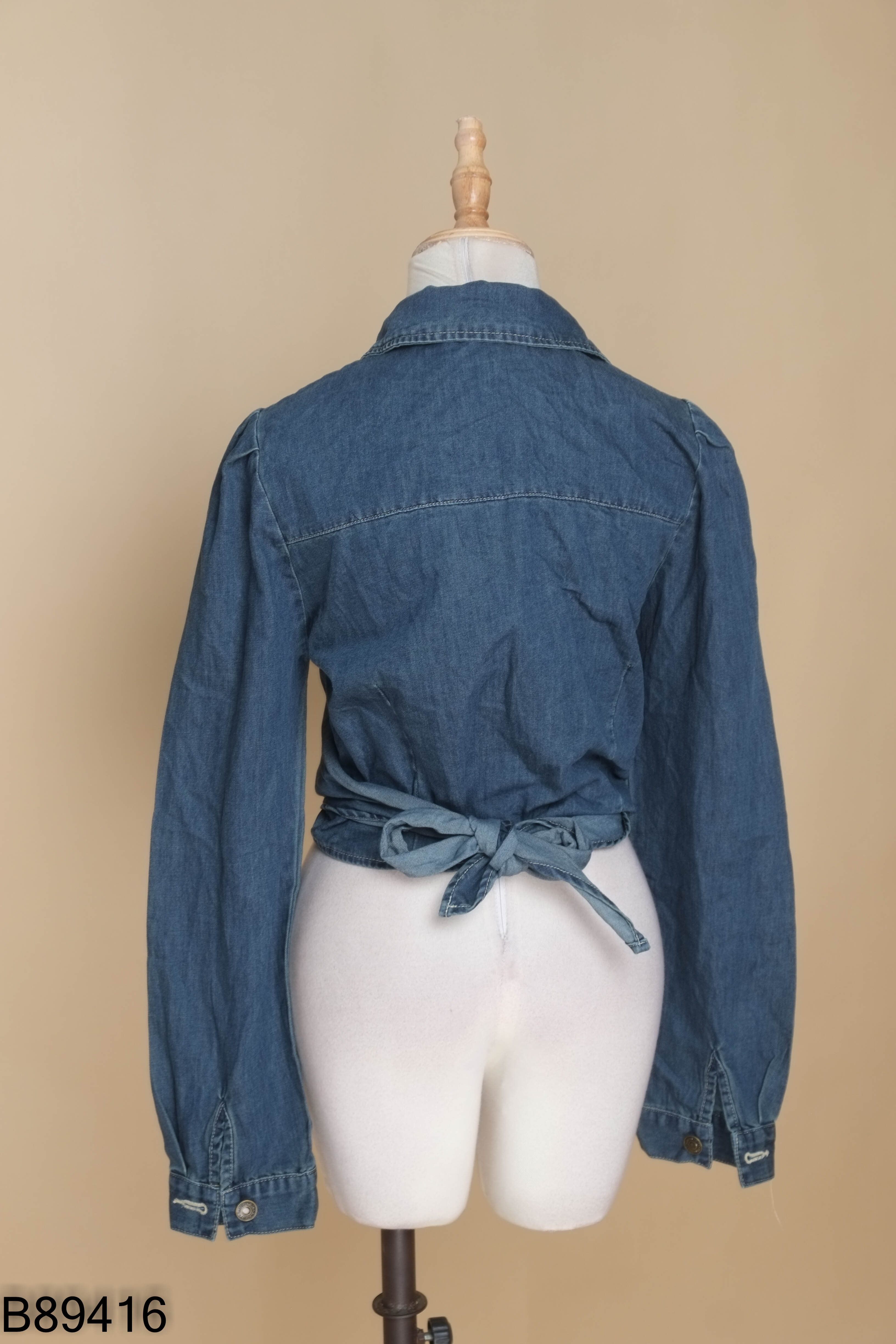 Áo wrap jeans xanh đậm
