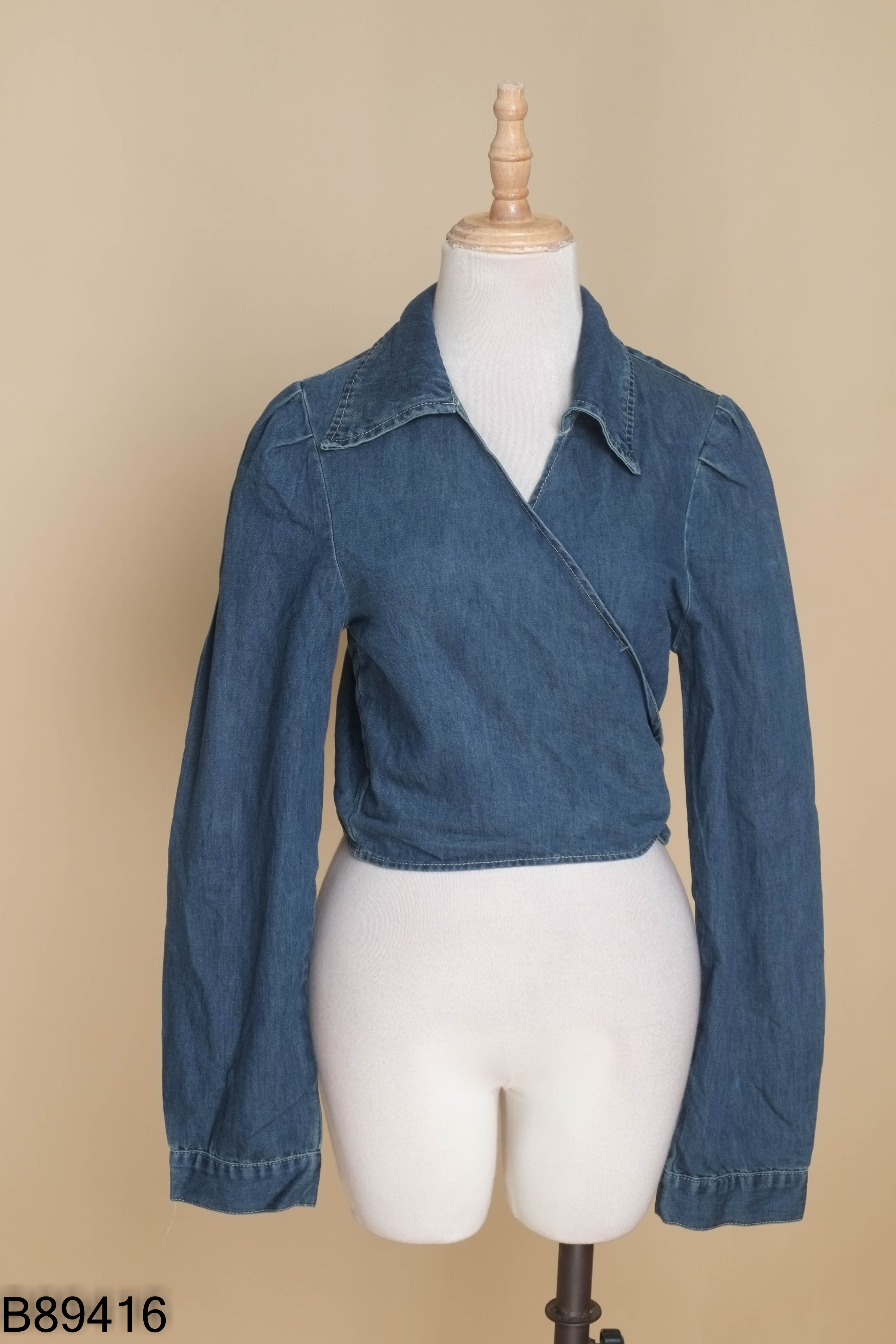 Áo wrap jeans xanh đậm