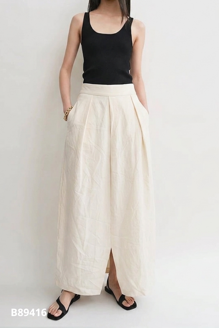 Quần be VERO MODA ống rộng
