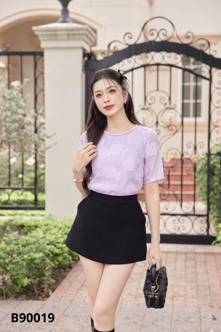 Áo voan ELLA tím họa tiết