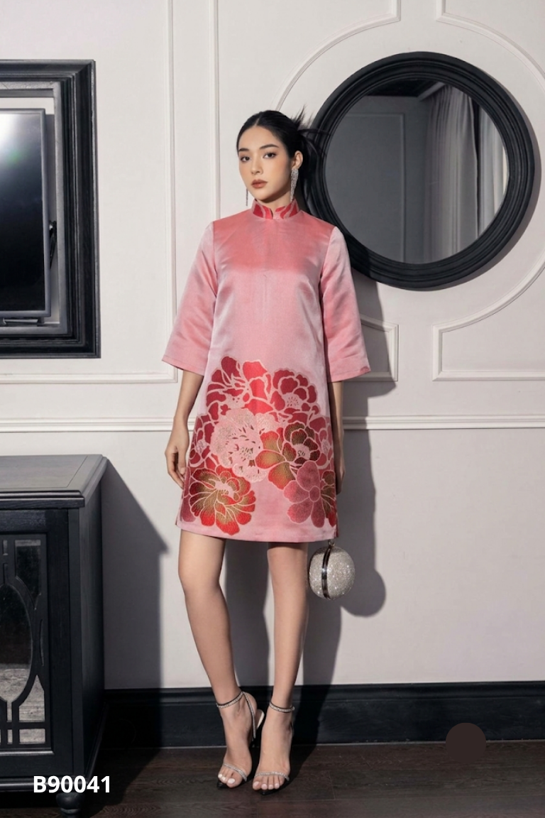 Váy suông hồng KANA dài tay