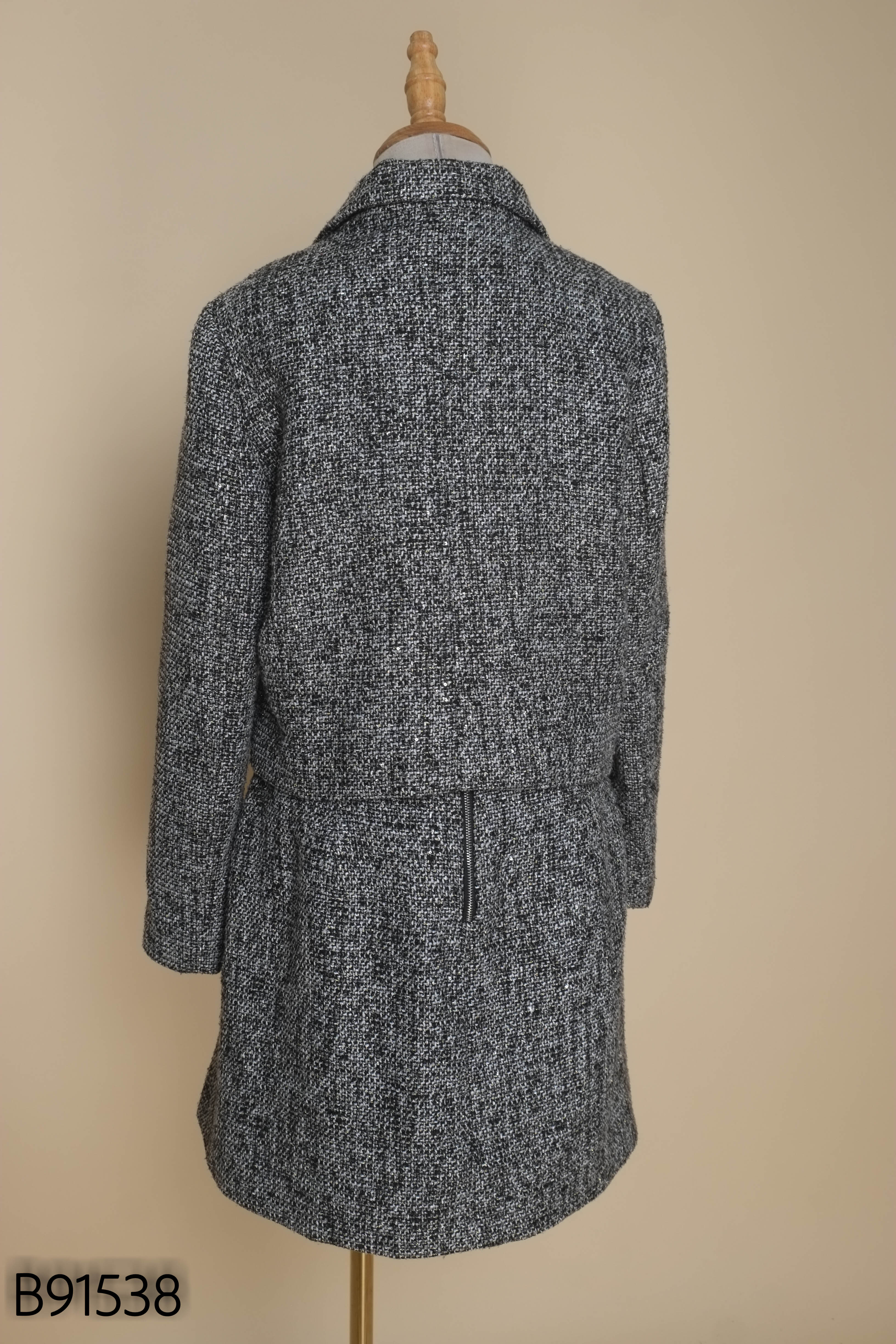 Set Áo tweed vest đen trắng NEVA + Chân váy