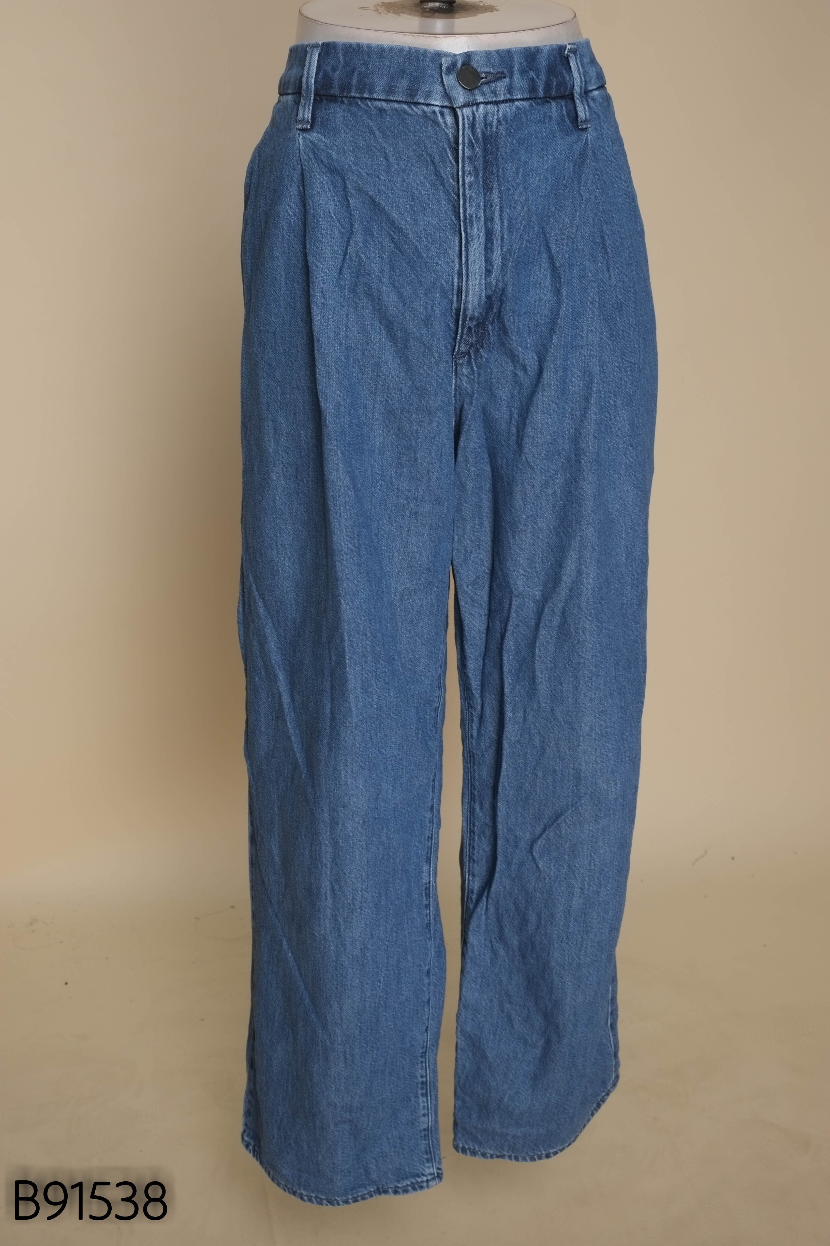 Quần jeans xanh UNIQLO ống rộng cạp chun