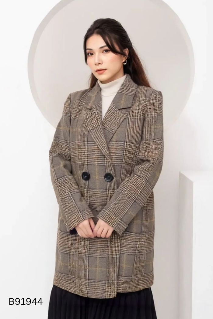 Áo vest C'ÉT LA VIE nâu họa tiết