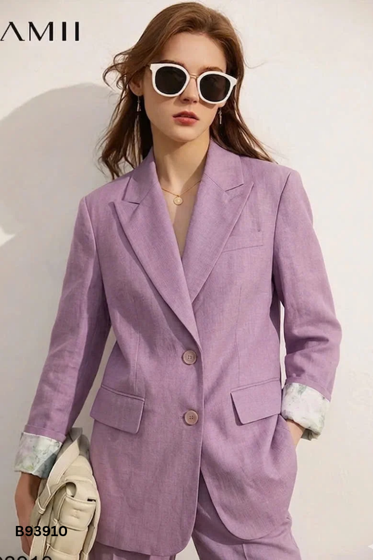 Áo khoác blazers tím đính đá cổ