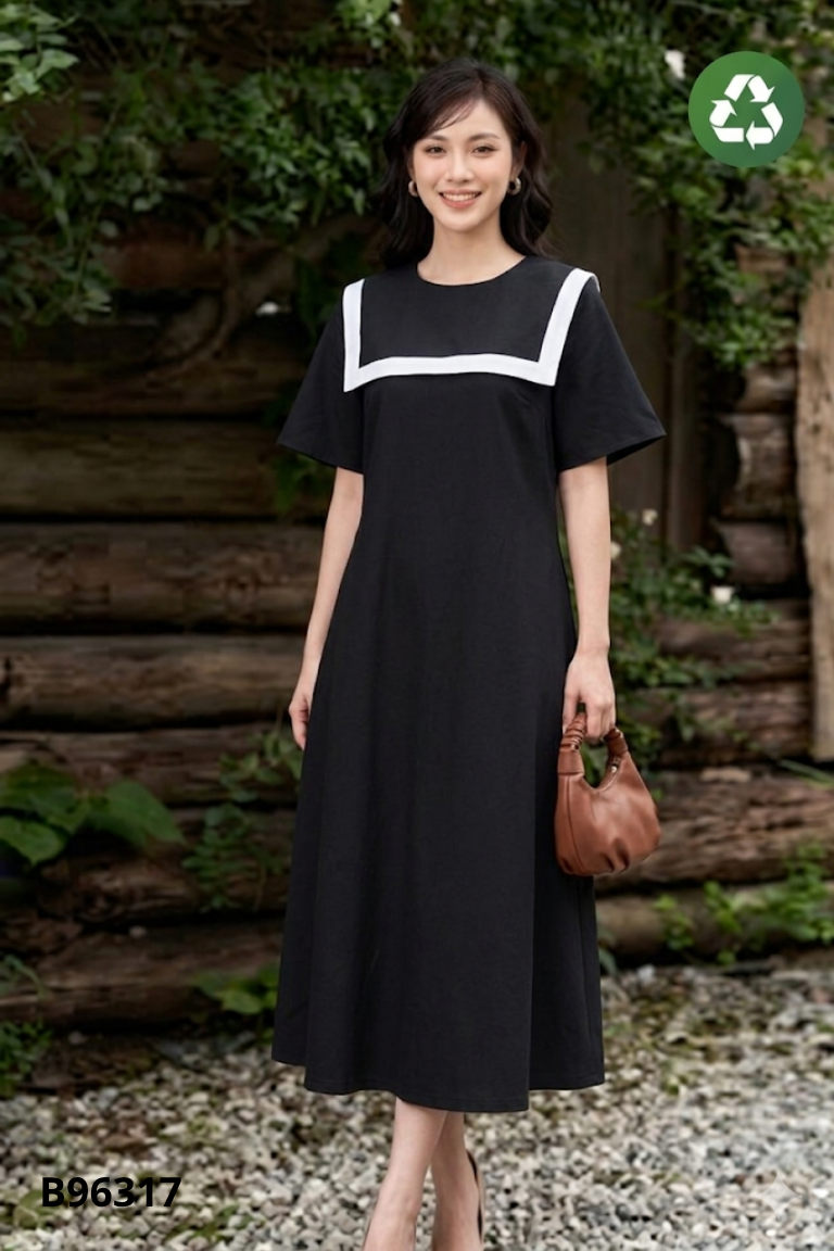Váy đen trơn TOPSHOP viền trắng