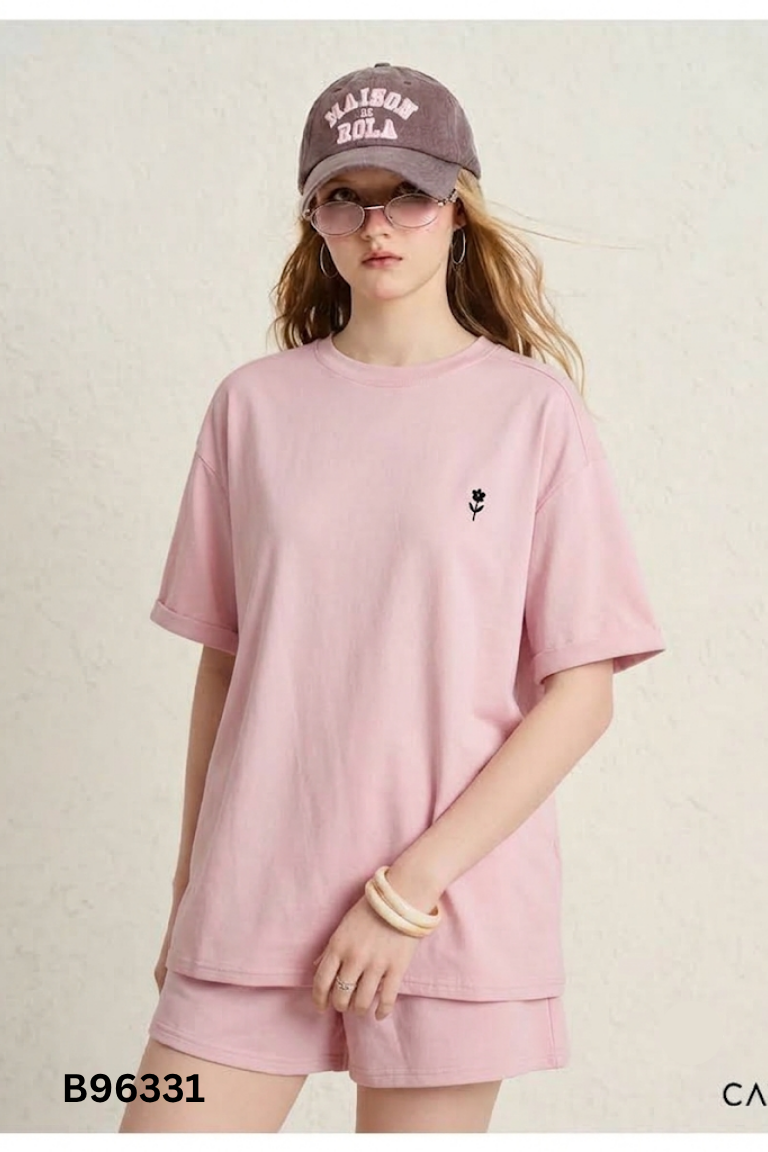 Set áo thun hồng + quần short