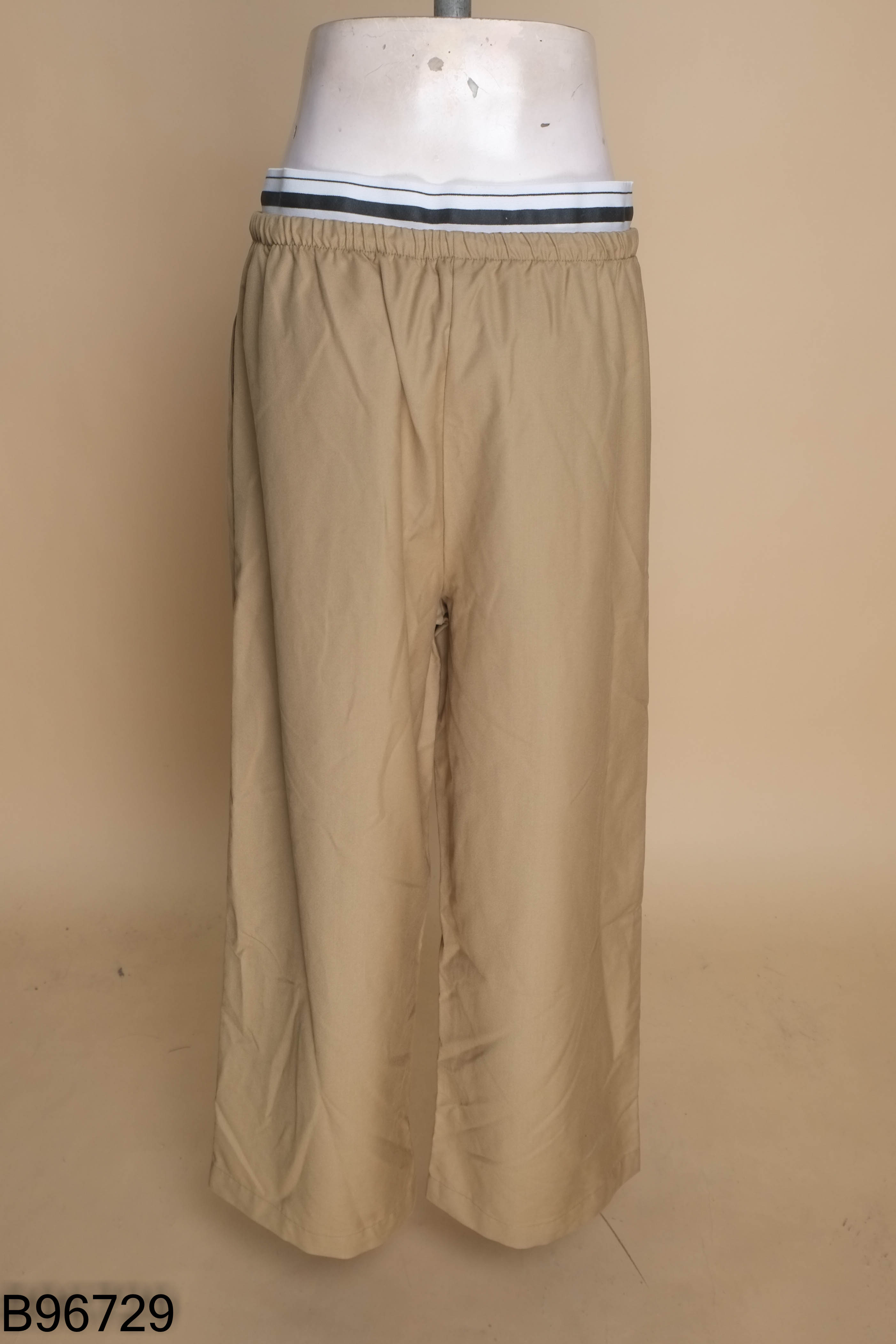 Quần kaki be phối cạp sọc