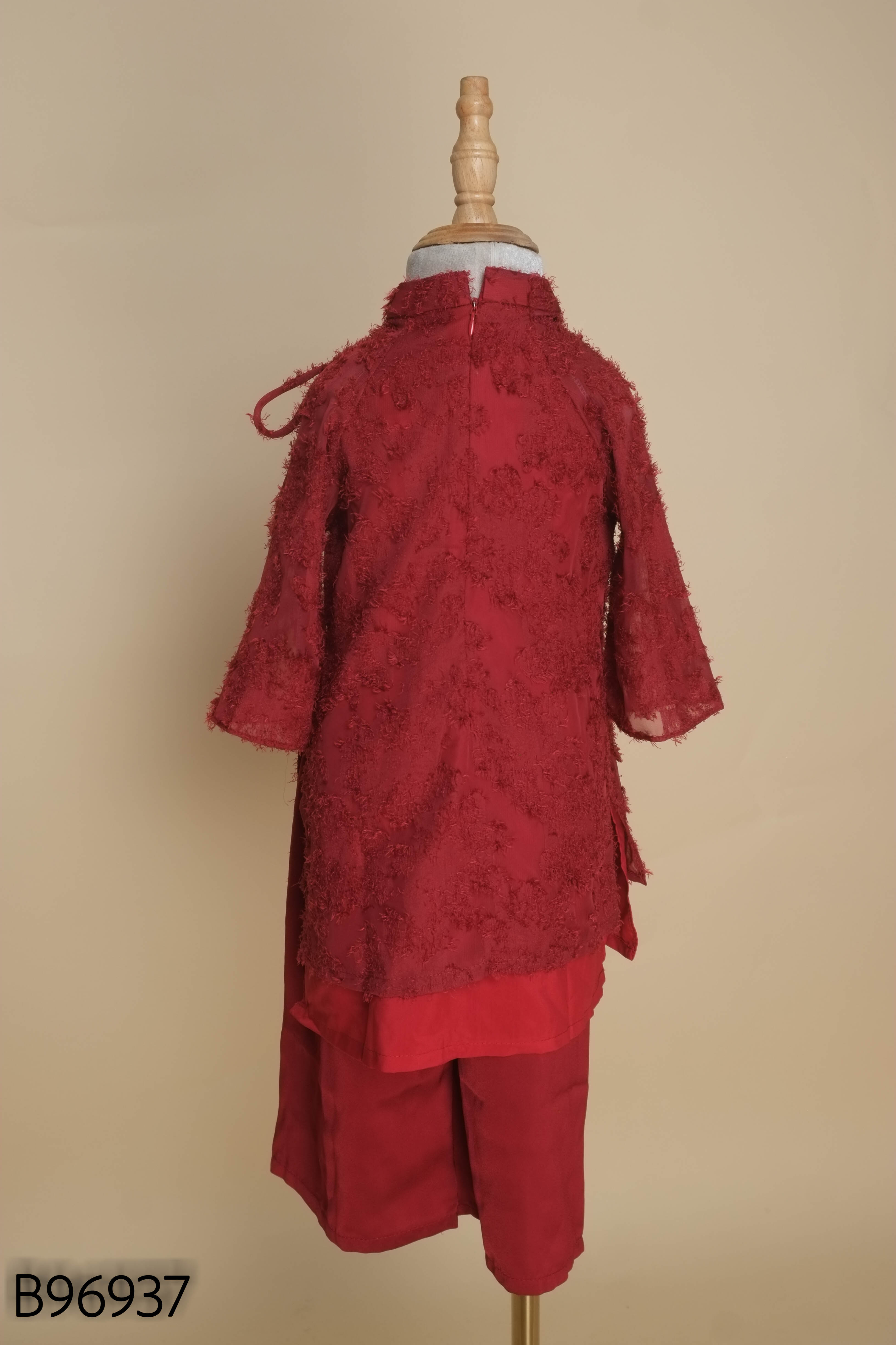 Set áo dài đỏ họa tiết kids