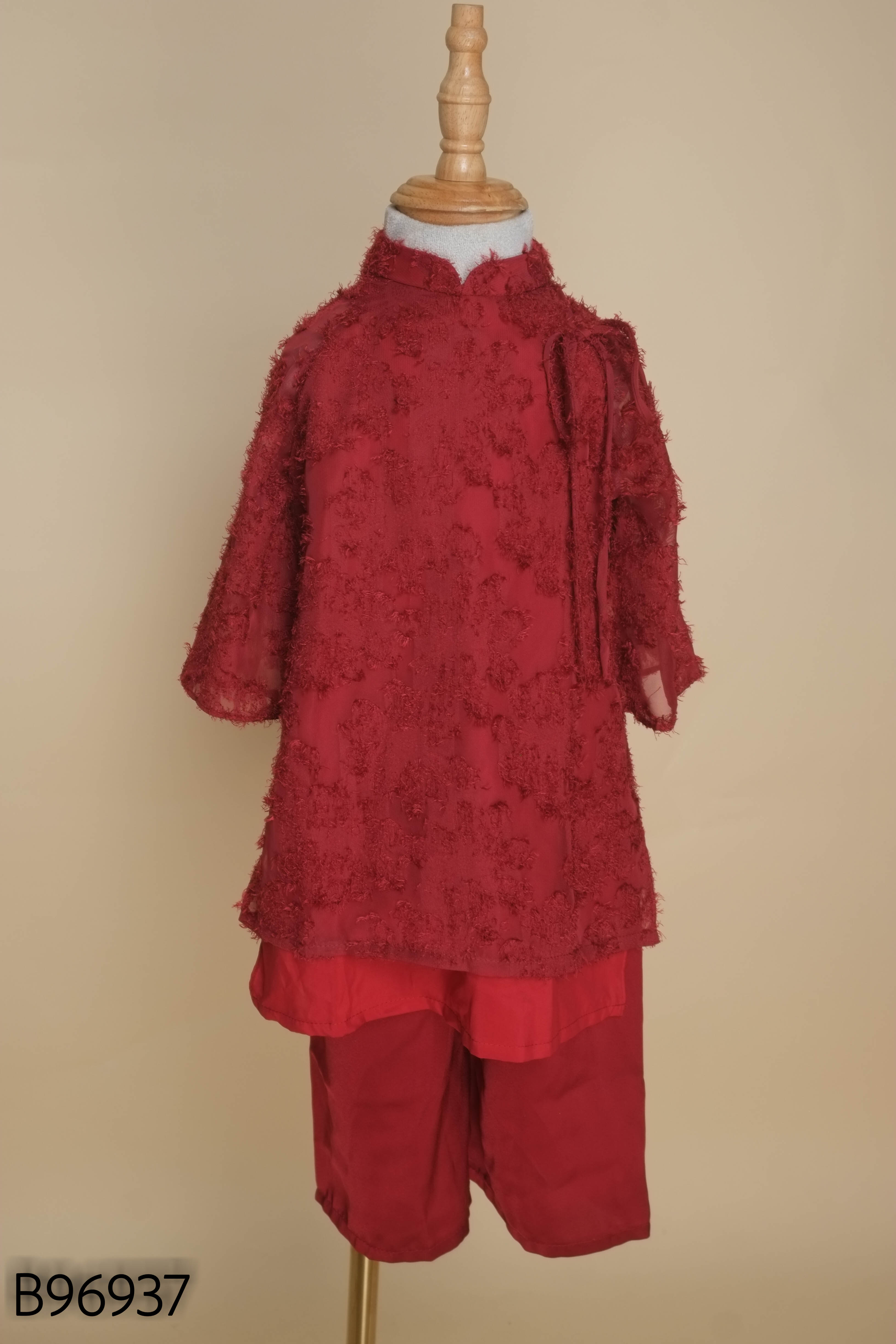 Set áo dài đỏ họa tiết kids