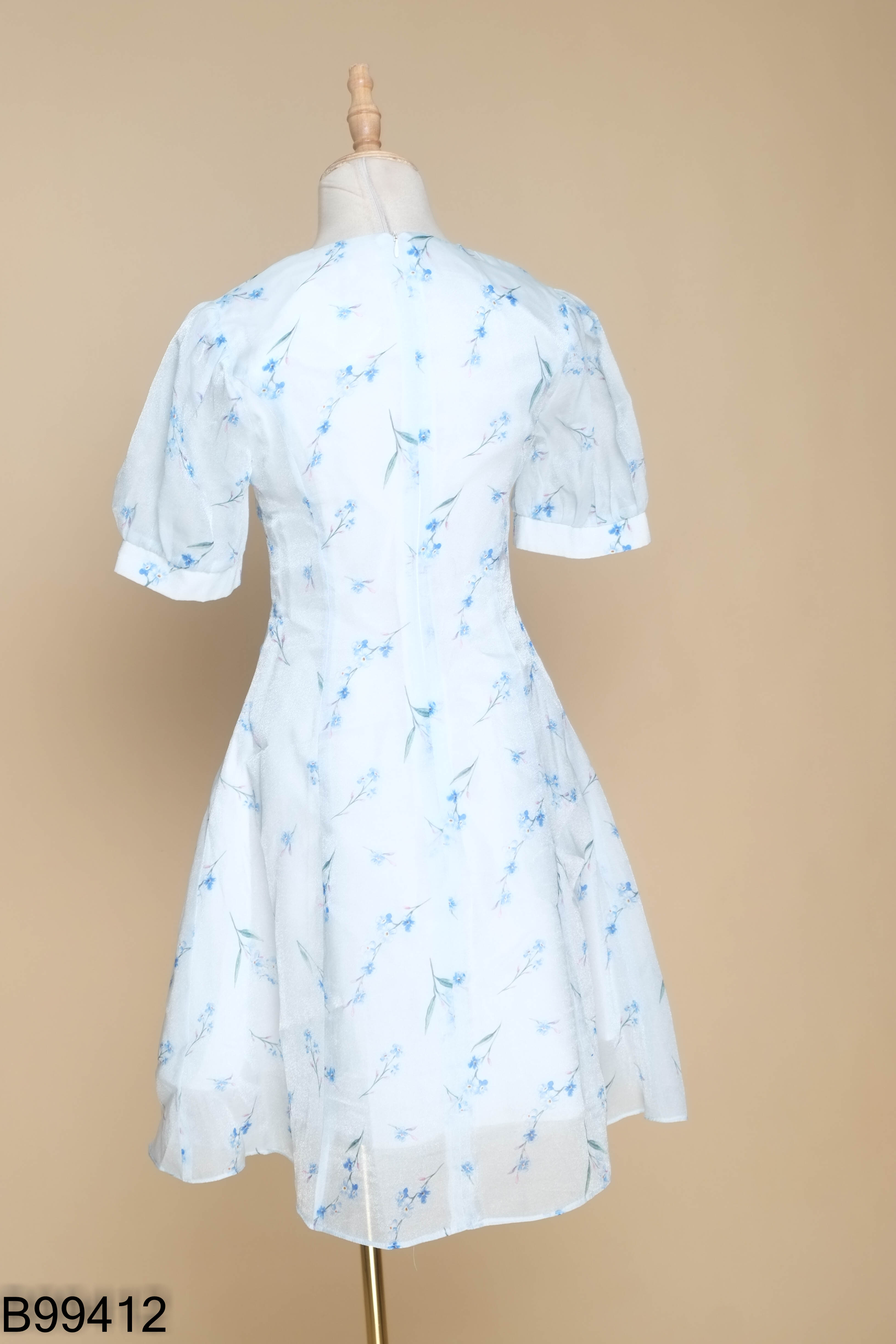 Váy xanh CHARME STORE họa tiết voan ánh