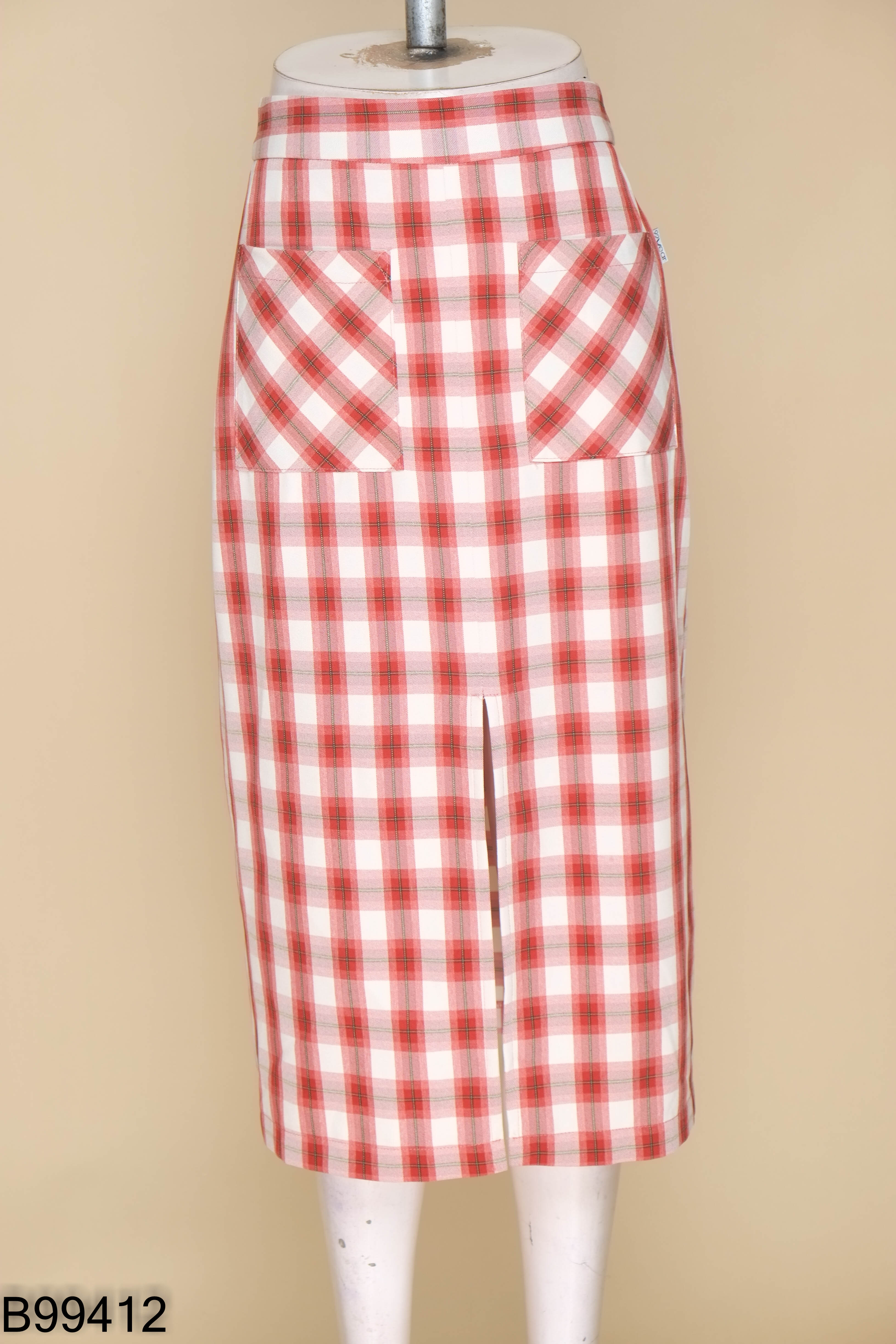 Chân váy đỏ caro 92WEAR dài