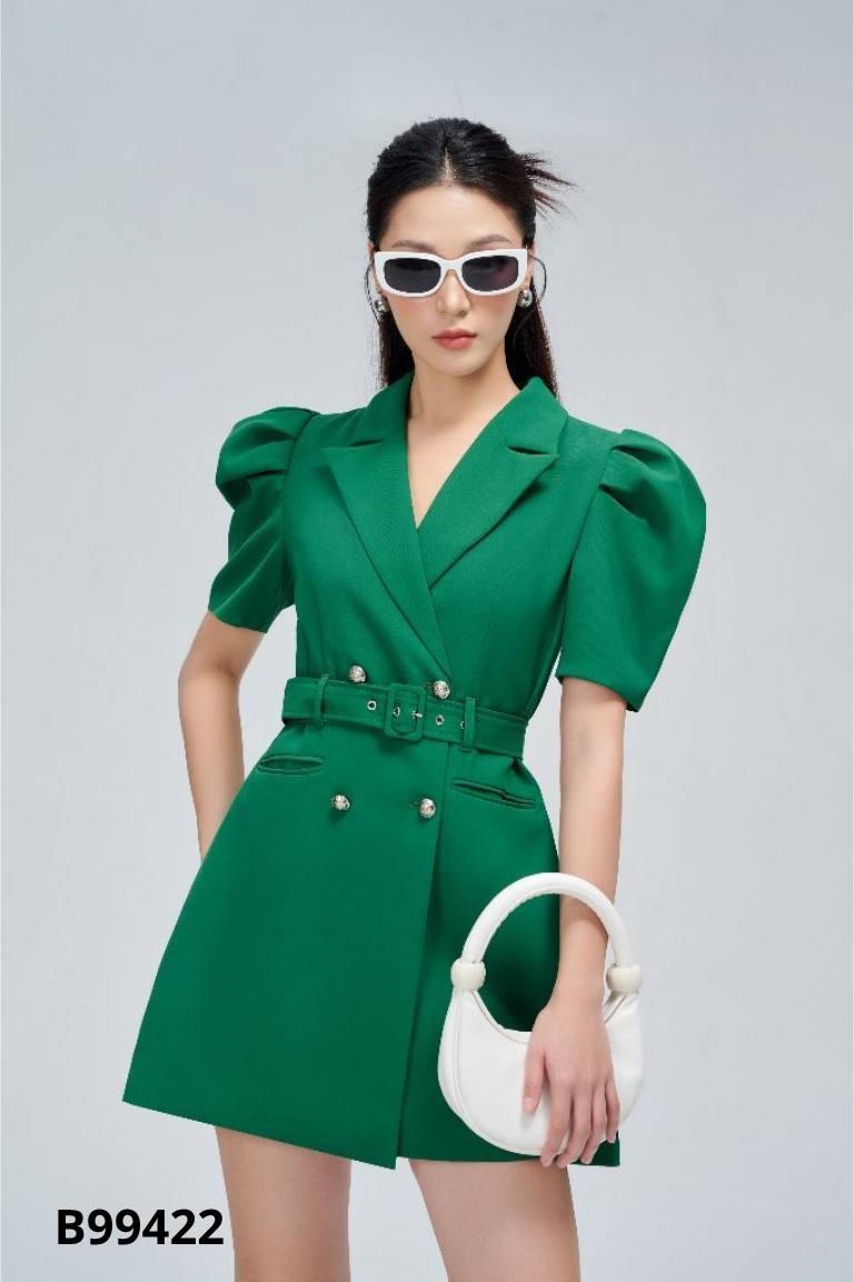 Váy JM DRESS DESIGN xanh cổ vest