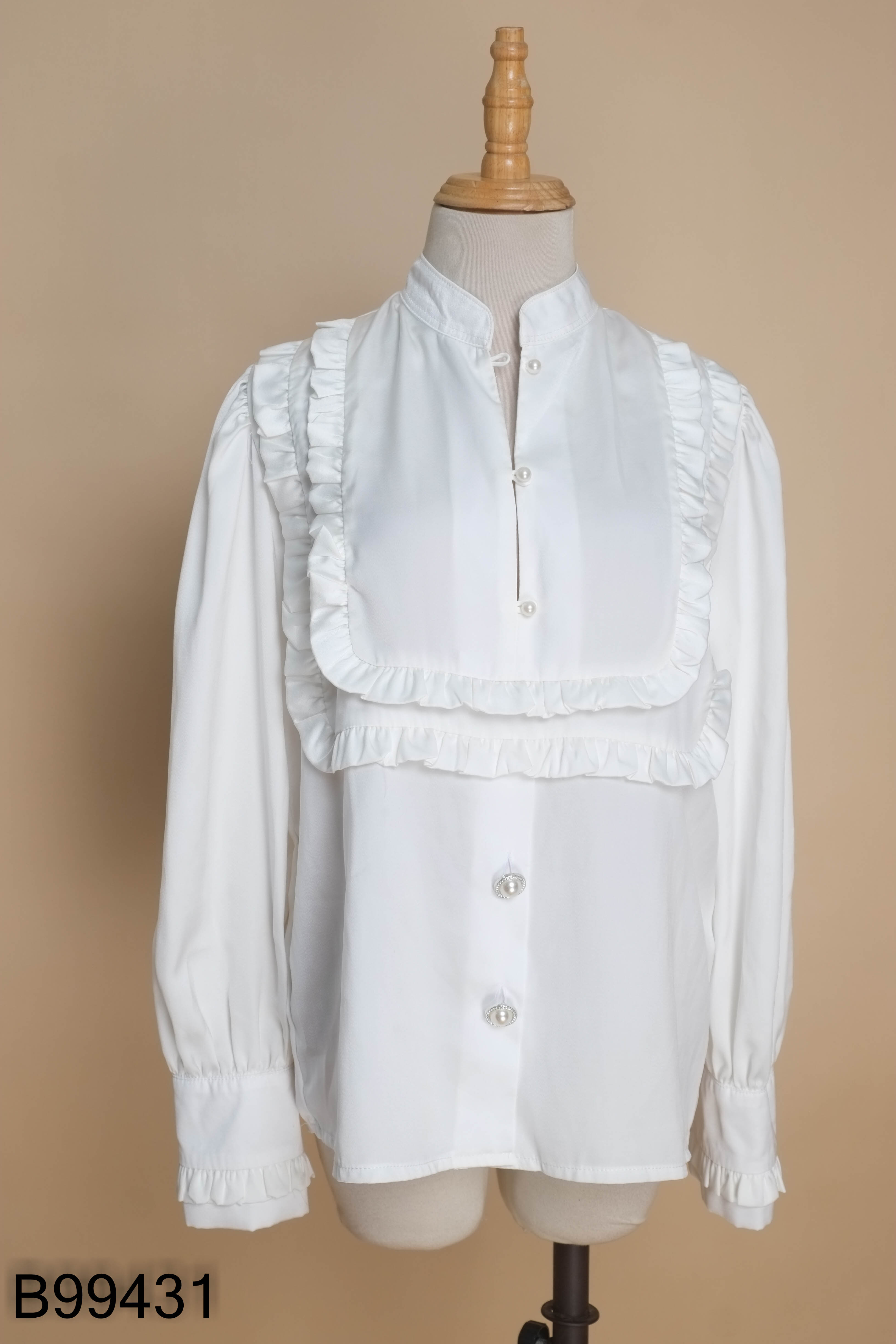 Áo sơ mi CUNNIE STORE trắng mix bèo