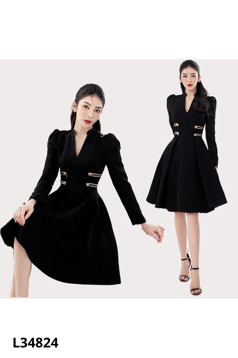 Váy LAVIEM đen phối cúc