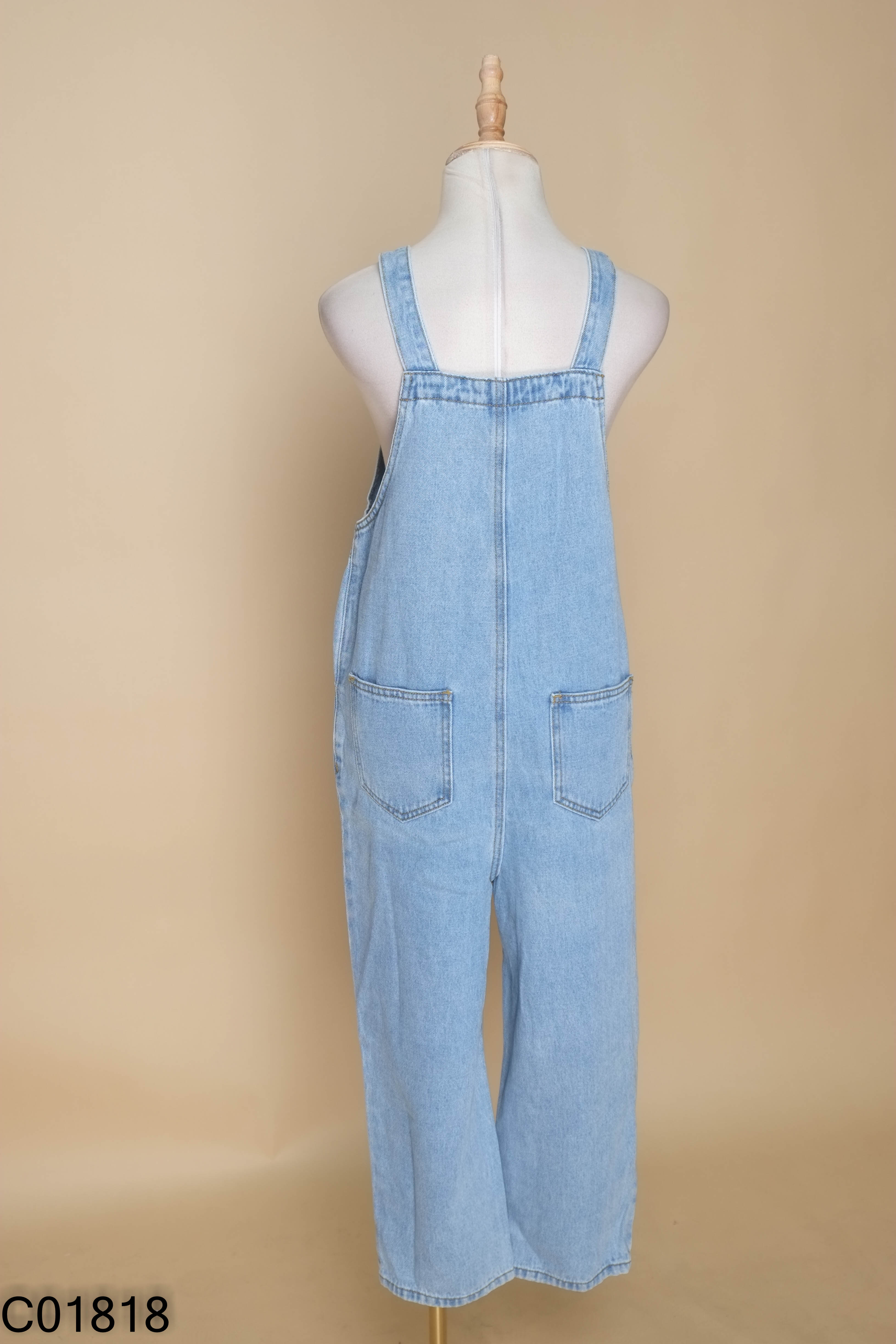 Jumpsuit jean HSTYLE xanh nhạt