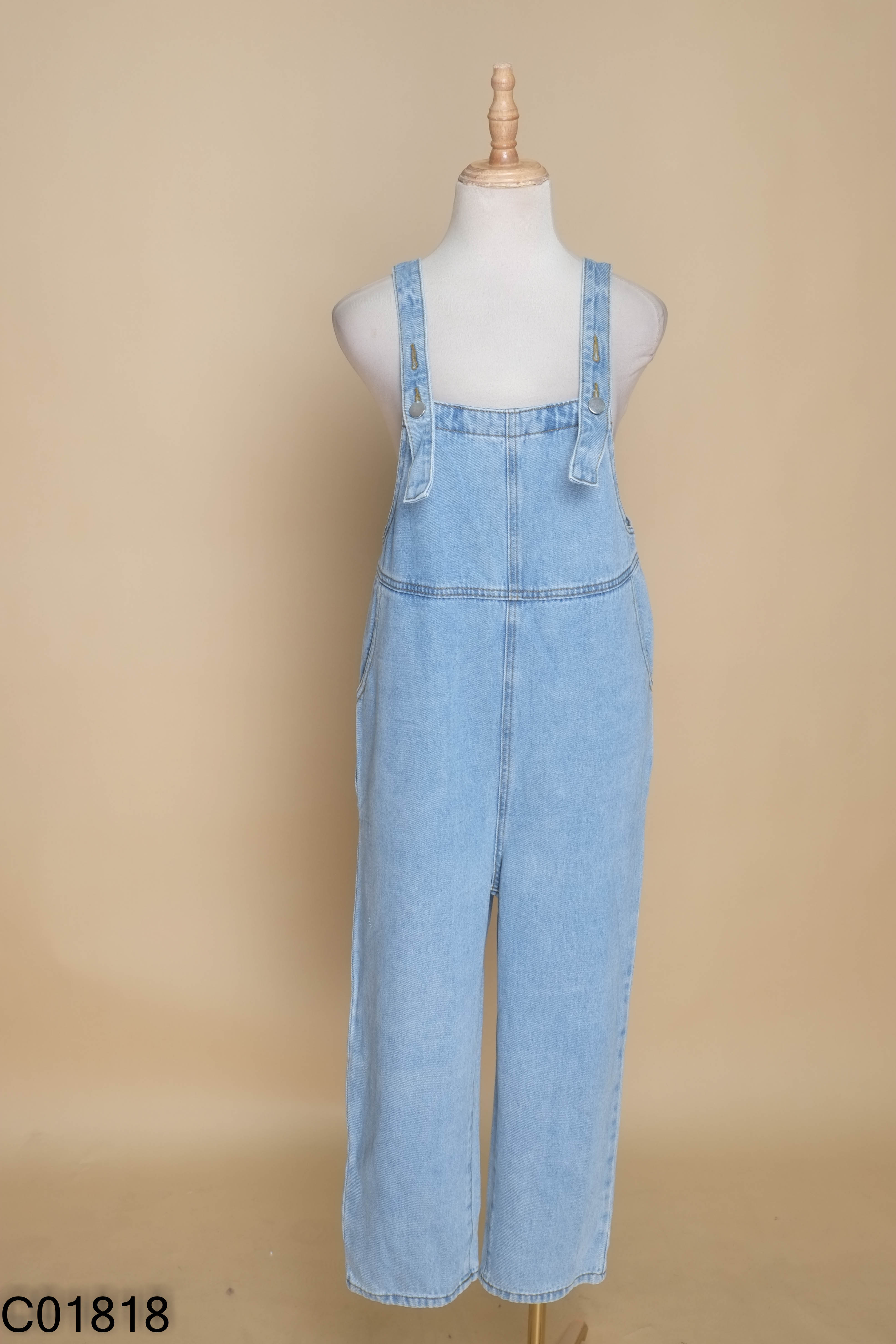 Jumpsuit jean HSTYLE xanh nhạt